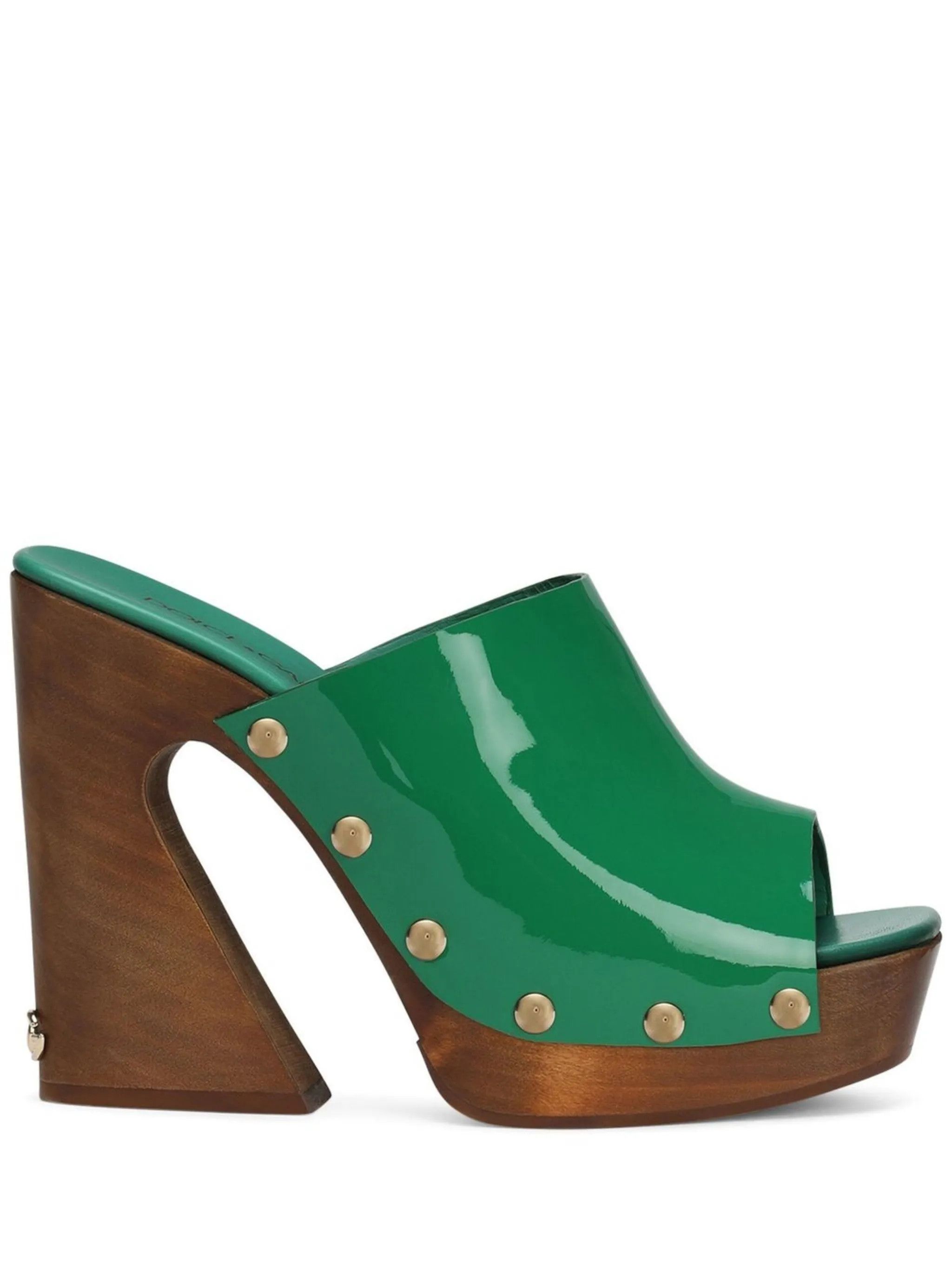 Dolce & Gabbana o1y0925 Geometric Heel Mules in Emerald Green Size US 5.5 / IT 35.5 - 1 Thumbnail
