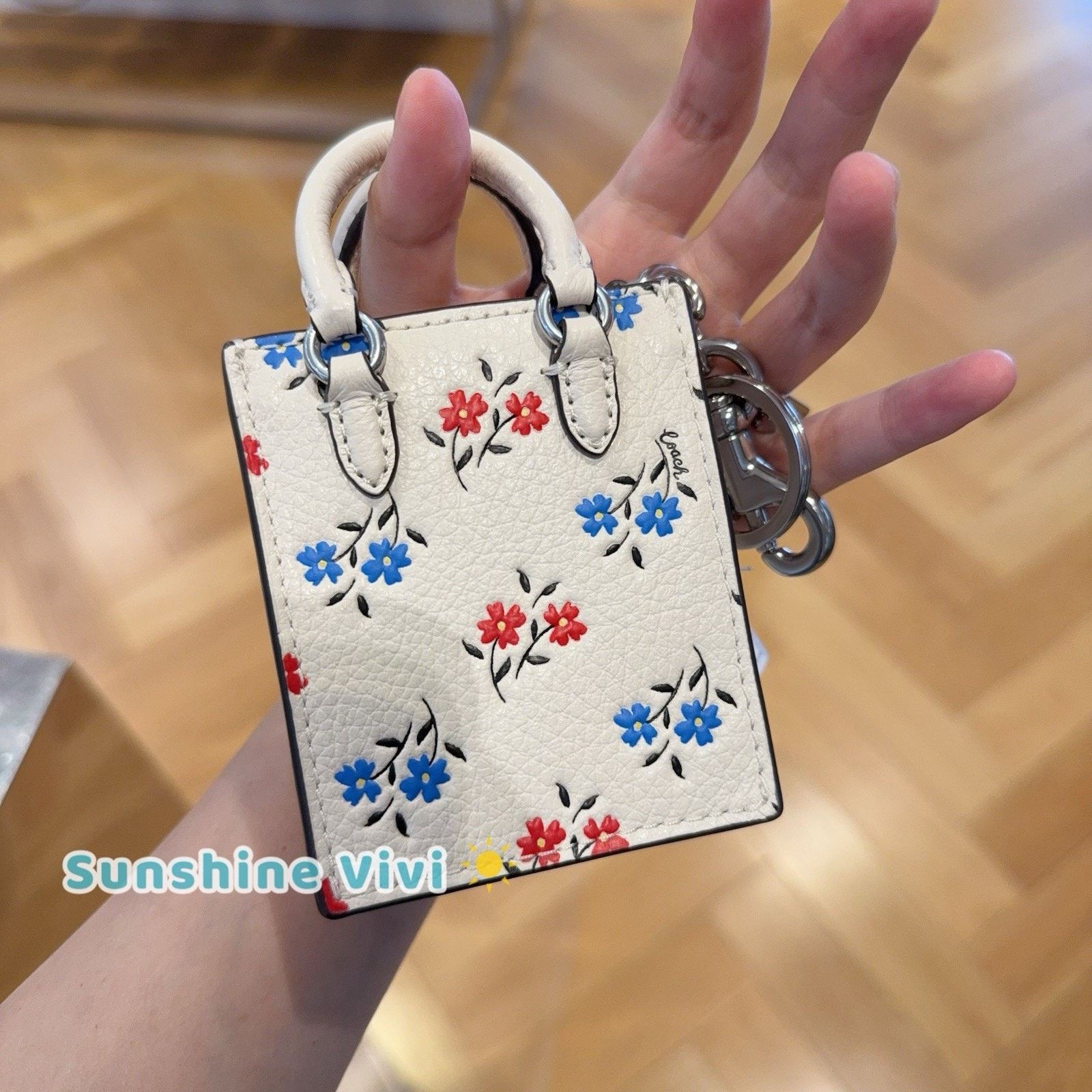 Coach NWT Coach CU545 North South Mini Leather Bag Charm Floral Size ONE SIZE - 5 Thumbnail