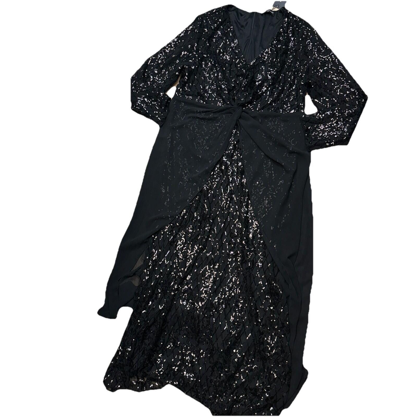 Other miss tian co black sequin v neck long sleev evening gown 3XL Size 3XL / US 20-22 - 2 Thumbnail