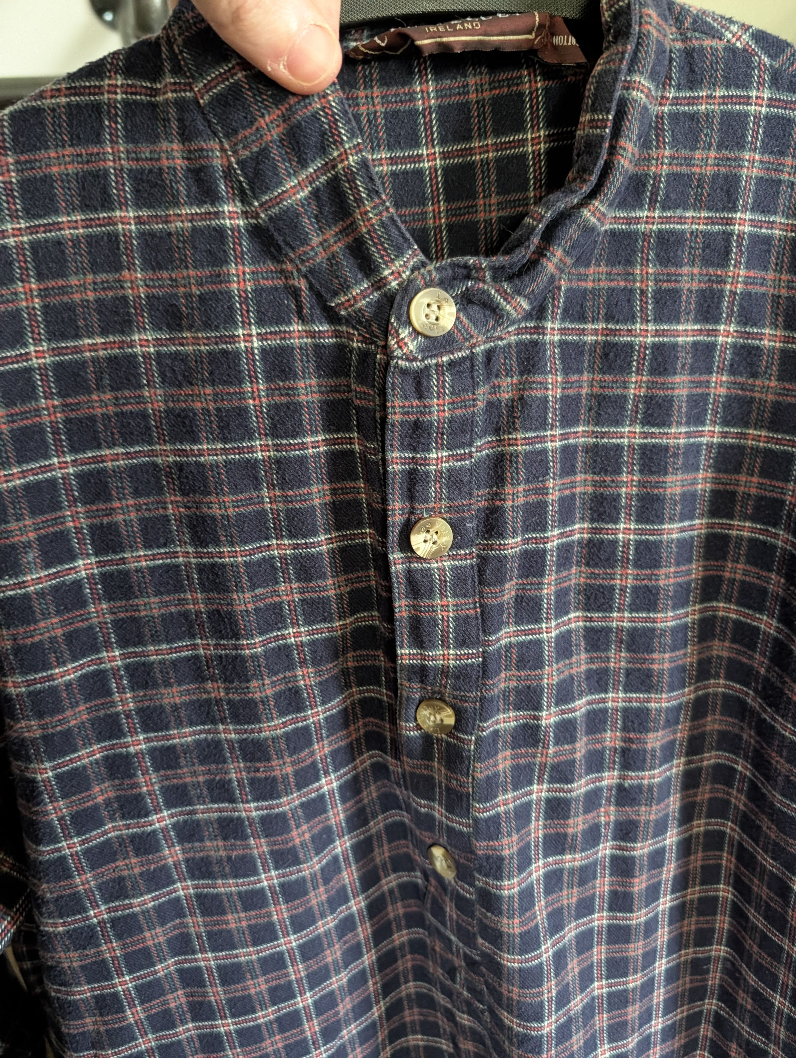 Lee LEE VALLEY IRELAND Vtg cotton flannel long Henley grandpa Size US XL / EU 56 / 4 - 3 Thumbnail