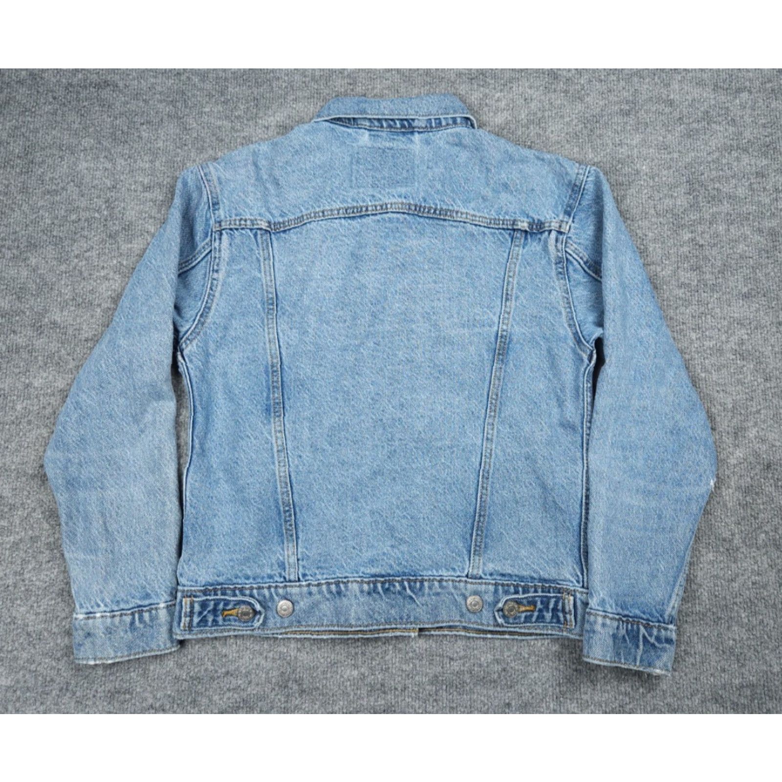 Levi's Levis Jean Jacket Women's XS Blue Denim Distressed Classic Biker 100% Cotton Size 26" / US 2 / IT 38 - 6 Thumbnail