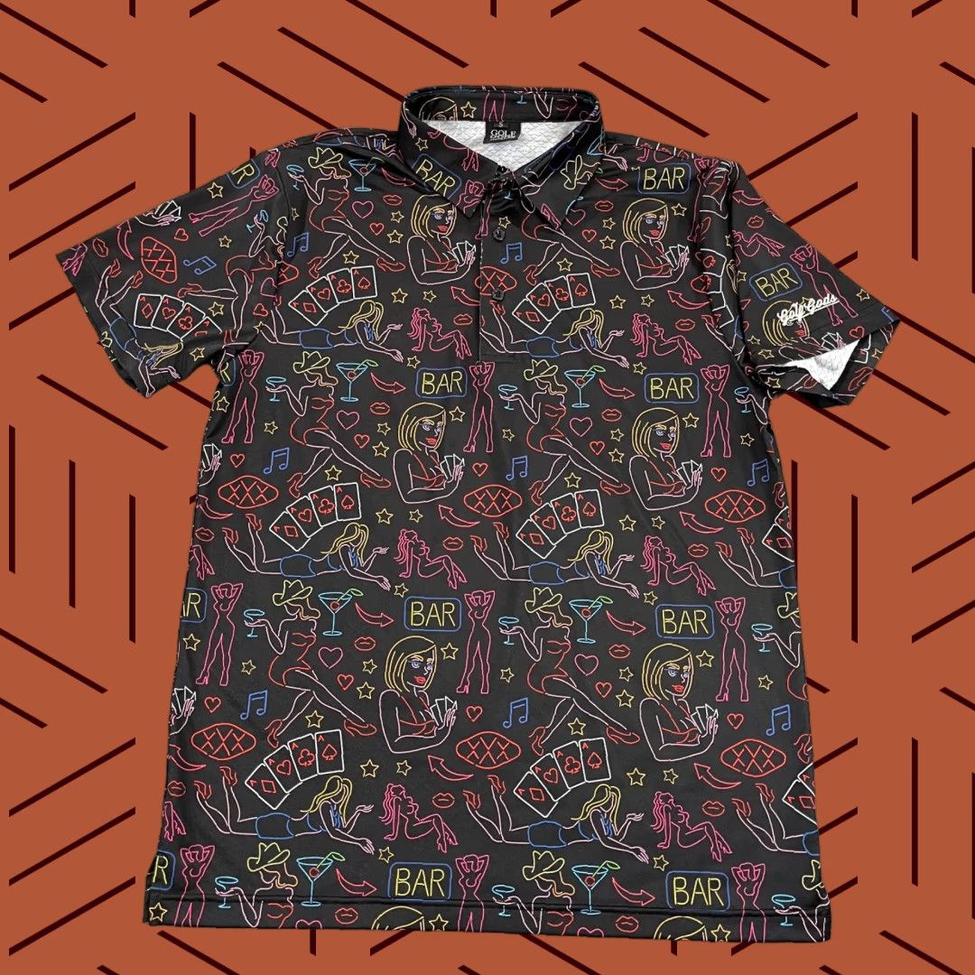 Vintage GOLF GODS Polo Shirt Mens Small Black Vegas Nights Cool Tech Performance Stretch Size US S / EU 44-46 / 1 - 1 Thumbnail
