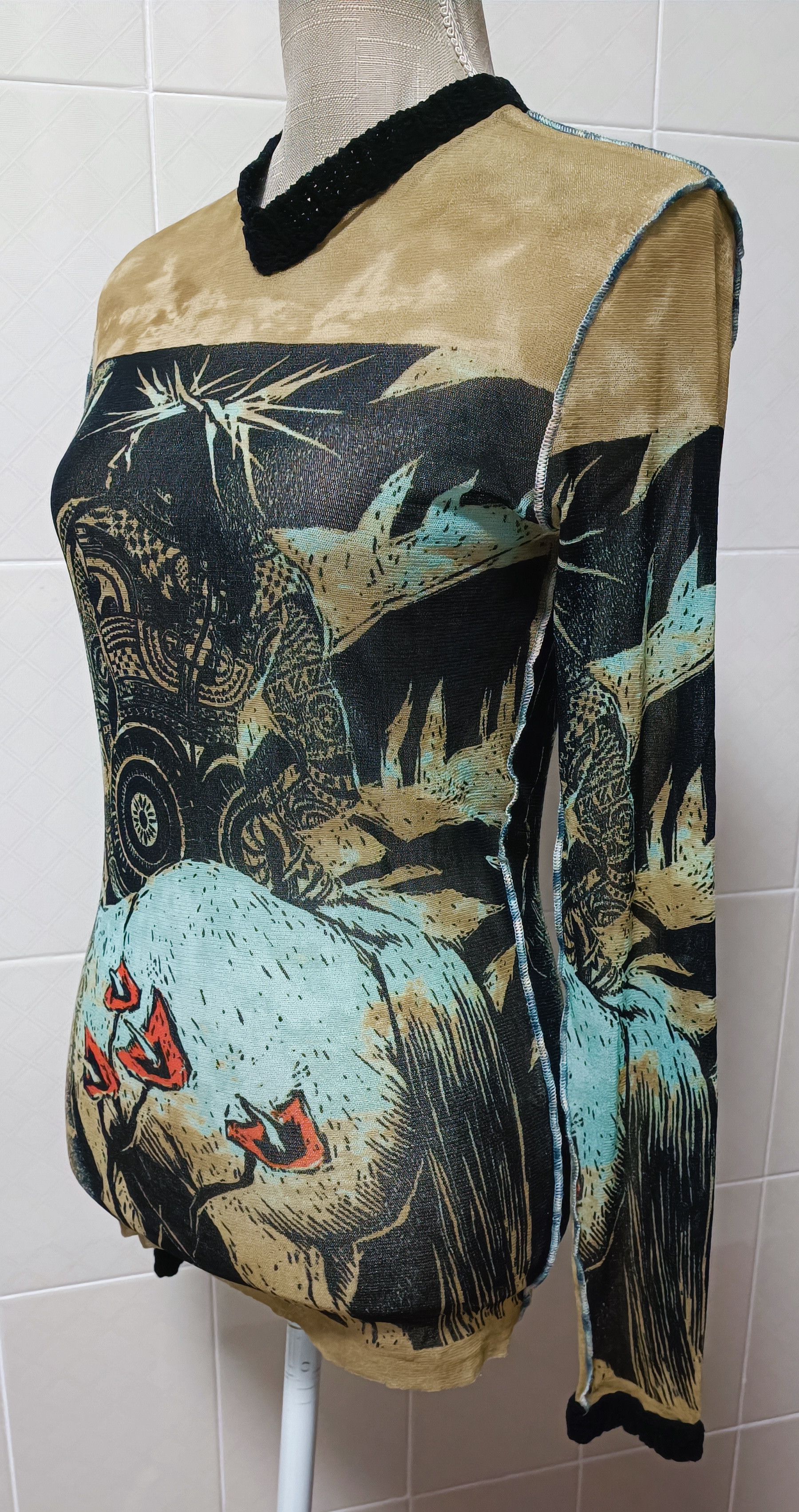 Jean Paul Gaultier 90's - archive - tribal man silhouette mesh top Size M / US 6-8 / IT 42-44 - 15 Thumbnail