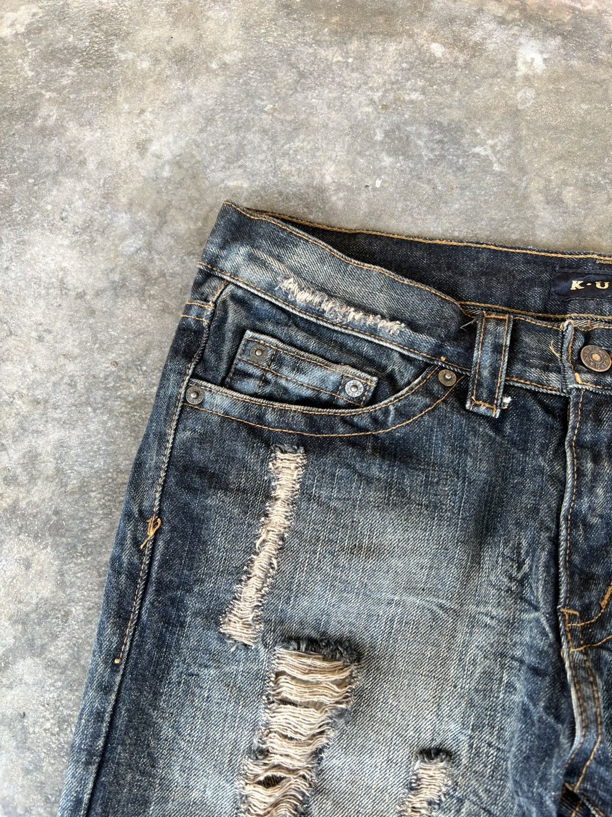 Japanese Brand K.U.I BONES DISTRESSED CLAW JEANS VERY RARE Size US 33 - 7 Thumbnail