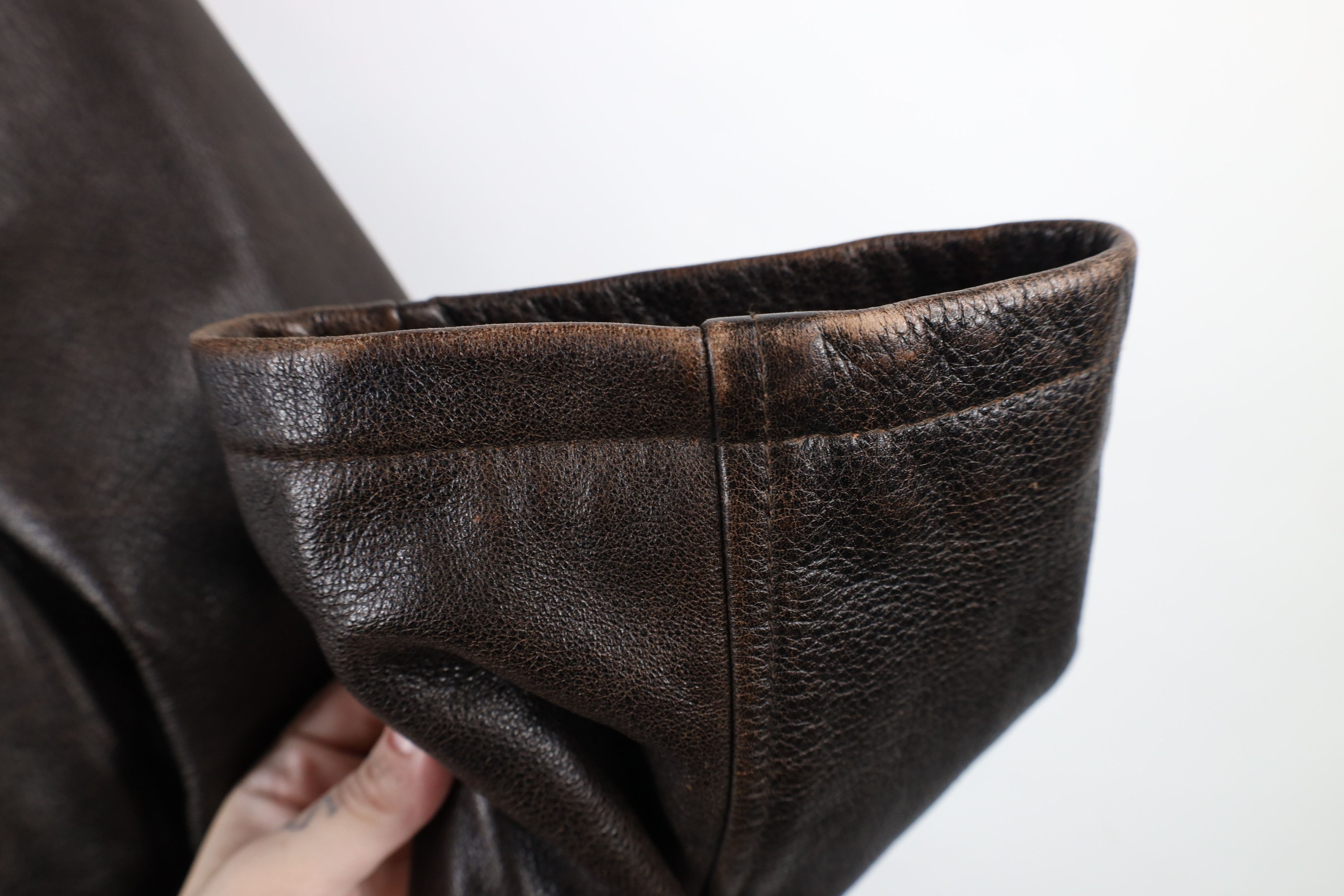 Vintage Vintage 90s Streetwear Quilted Leather Shirt Jacket Brown Size US L / EU 52-54 / 3 - 7 Thumbnail