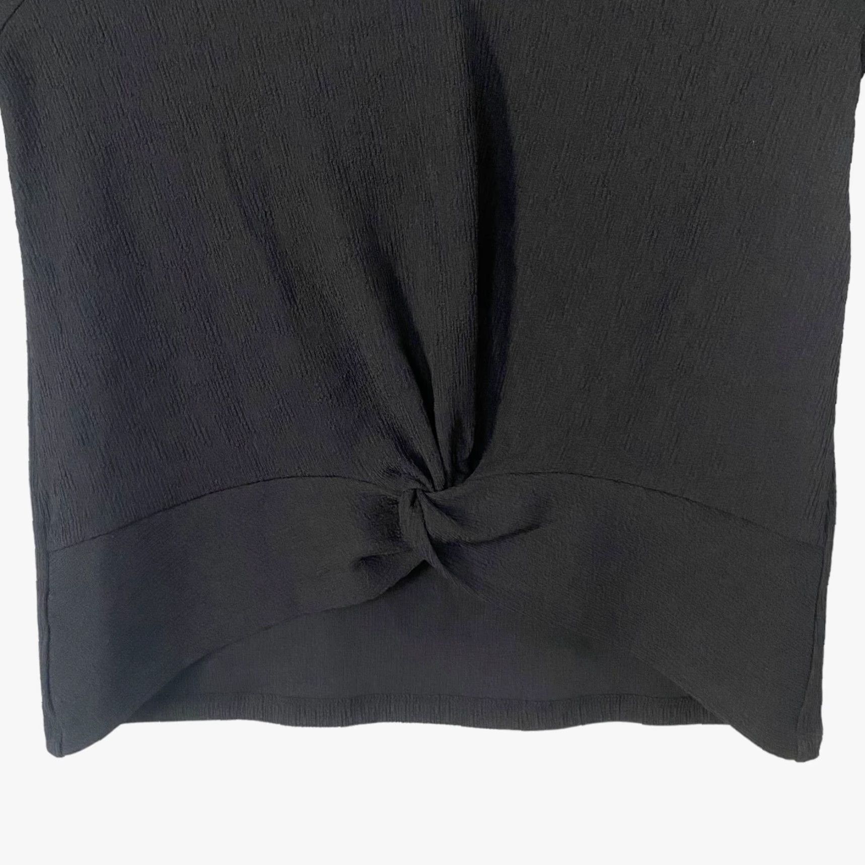 Ann Taylor Ann Taylor Crinkle Crepe V-Neck Blouse Black Womens Medium 3/4-Sleeve Blouse Size M / US 6-8 / IT 42-44 - 6 Thumbnail