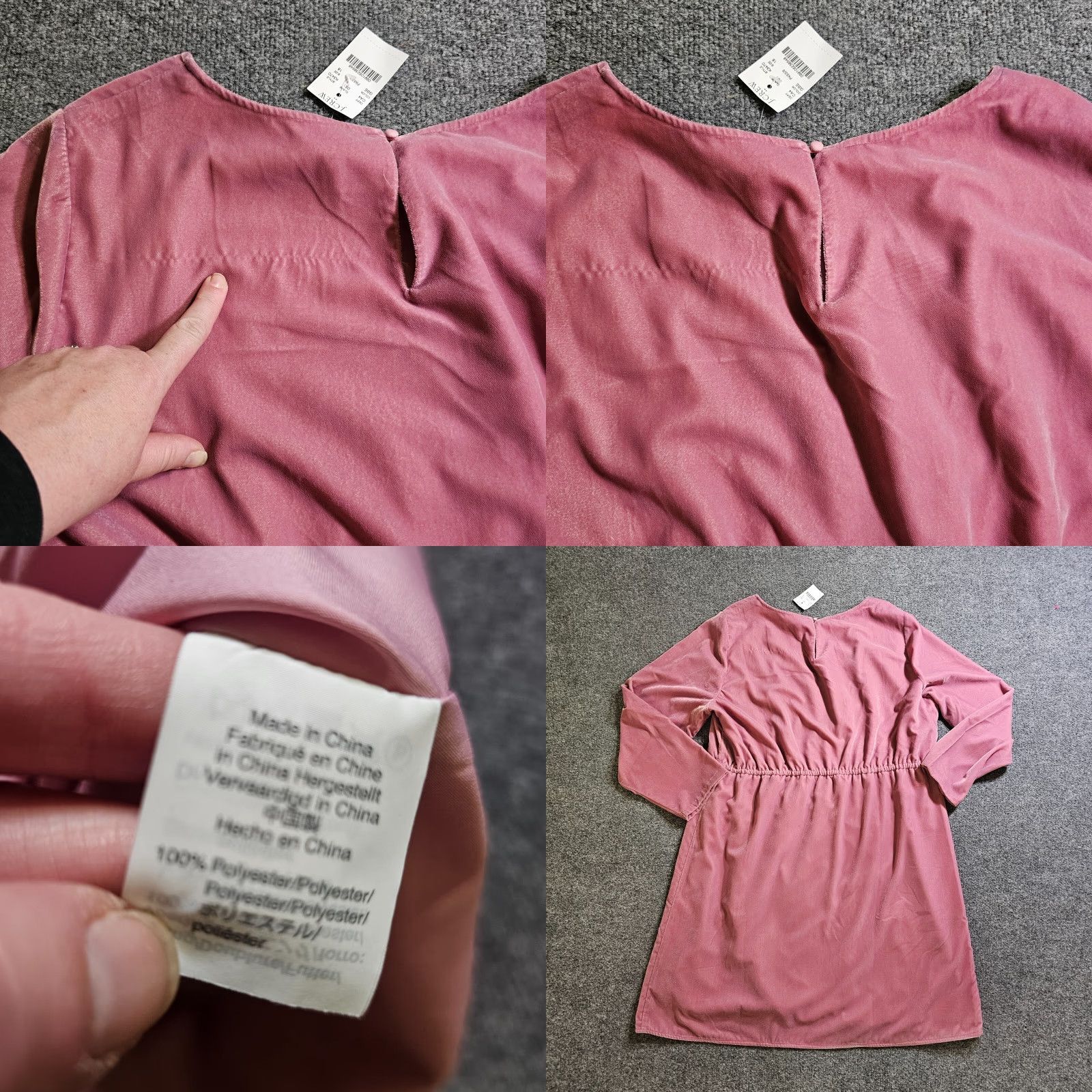 J.Crew J.CREW Dress Women 18 Pink Velour Velvet Long Sleeve Elastic Waist Casual Career Size XXL / US 16-18 / IT 52-54 - 8 Thumbnail