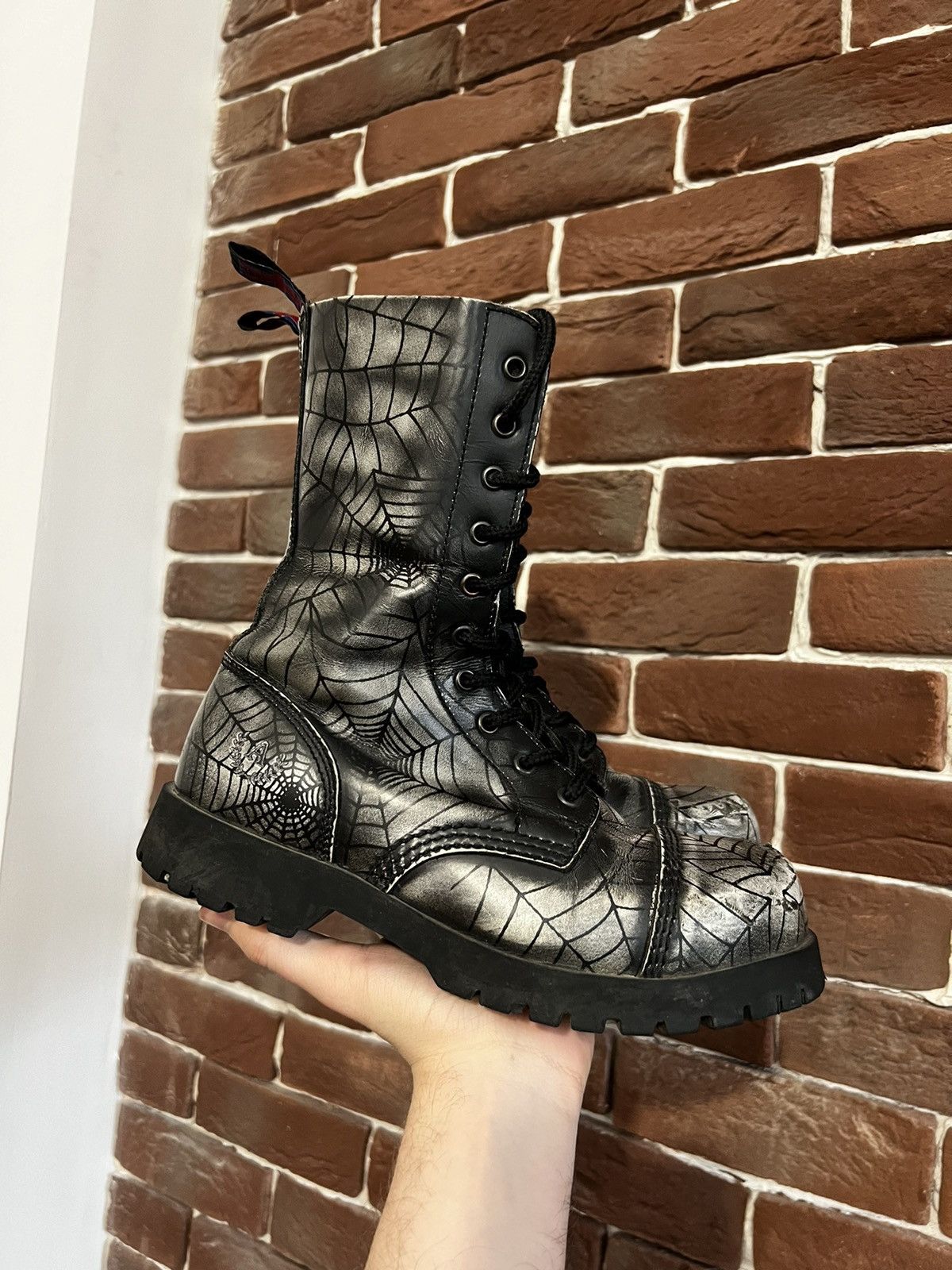 Seditionaries Rare Avant Garde High Top Platform Spider Web Boots Y2K Goth Size US 7 / IT 37 - 2 Thumbnail