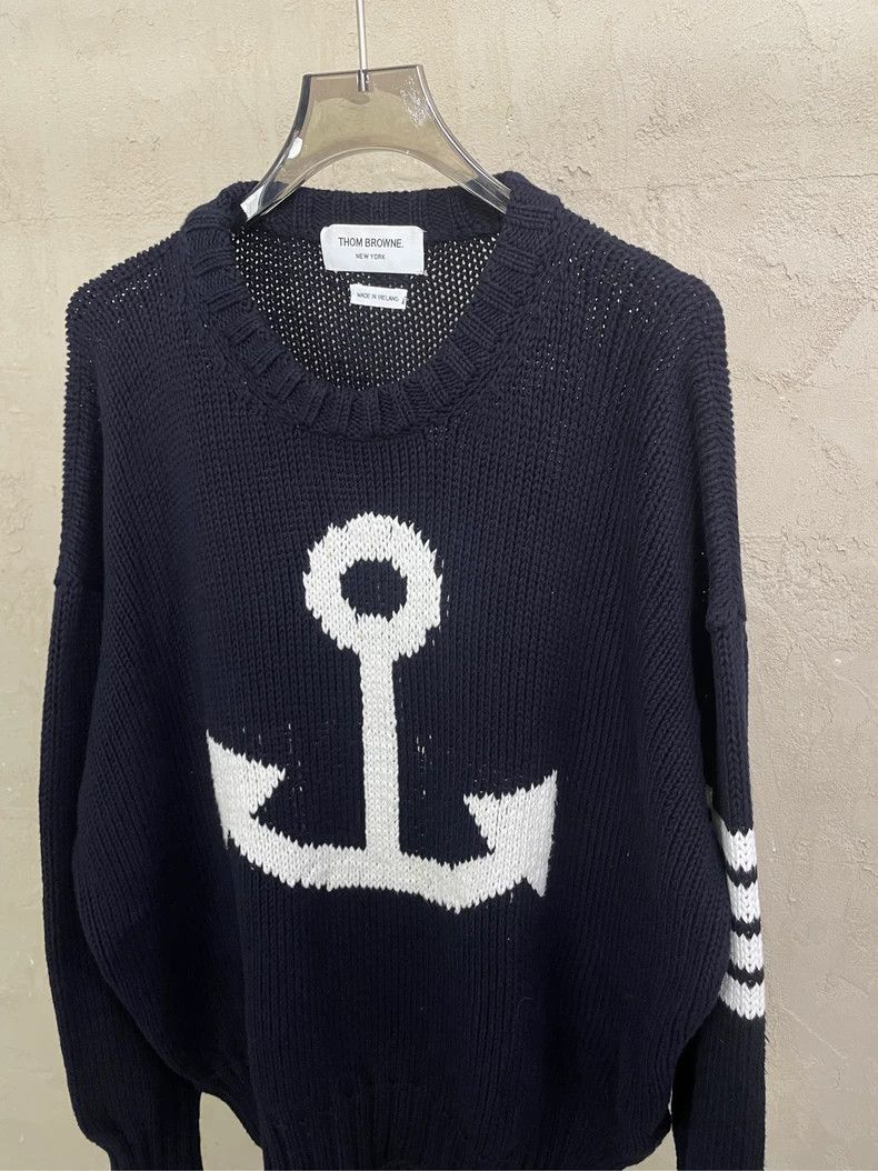 Thom Browne Thom browne Dark blue four-striped anchor gold buckle knitt Size US M / EU 48-50 / 2 - 3 Thumbnail