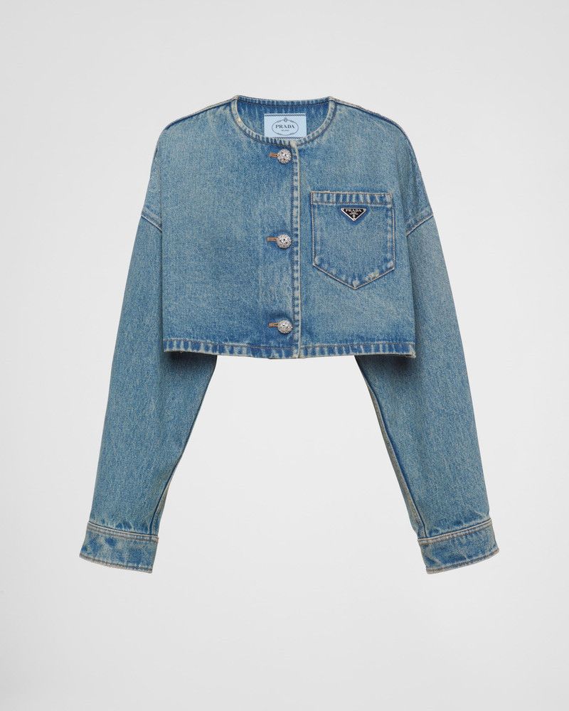 Prada o1B3y1r0426 Denim Blouson Jacket in Mid Blue Size M / US 6-8 / IT 42-44 - 1 Thumbnail