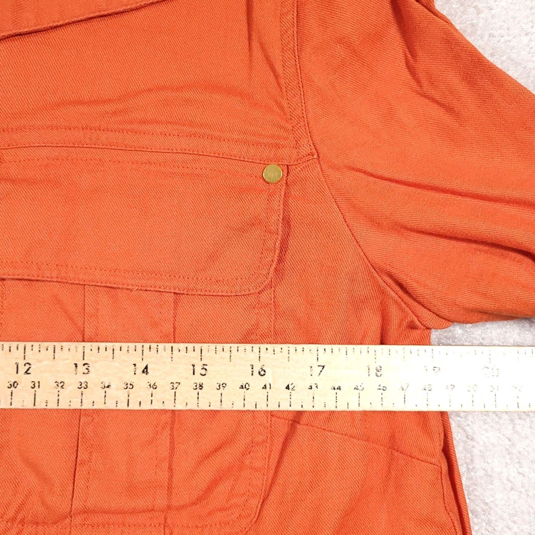 Vintage Chicos Jacket Women's Size S Orange Linen Button Front Collared Basic Jacket Mid-Length Casual Travel Fall Winter Spring Summer Size S / US 4 / IT 40 - 7 Thumbnail