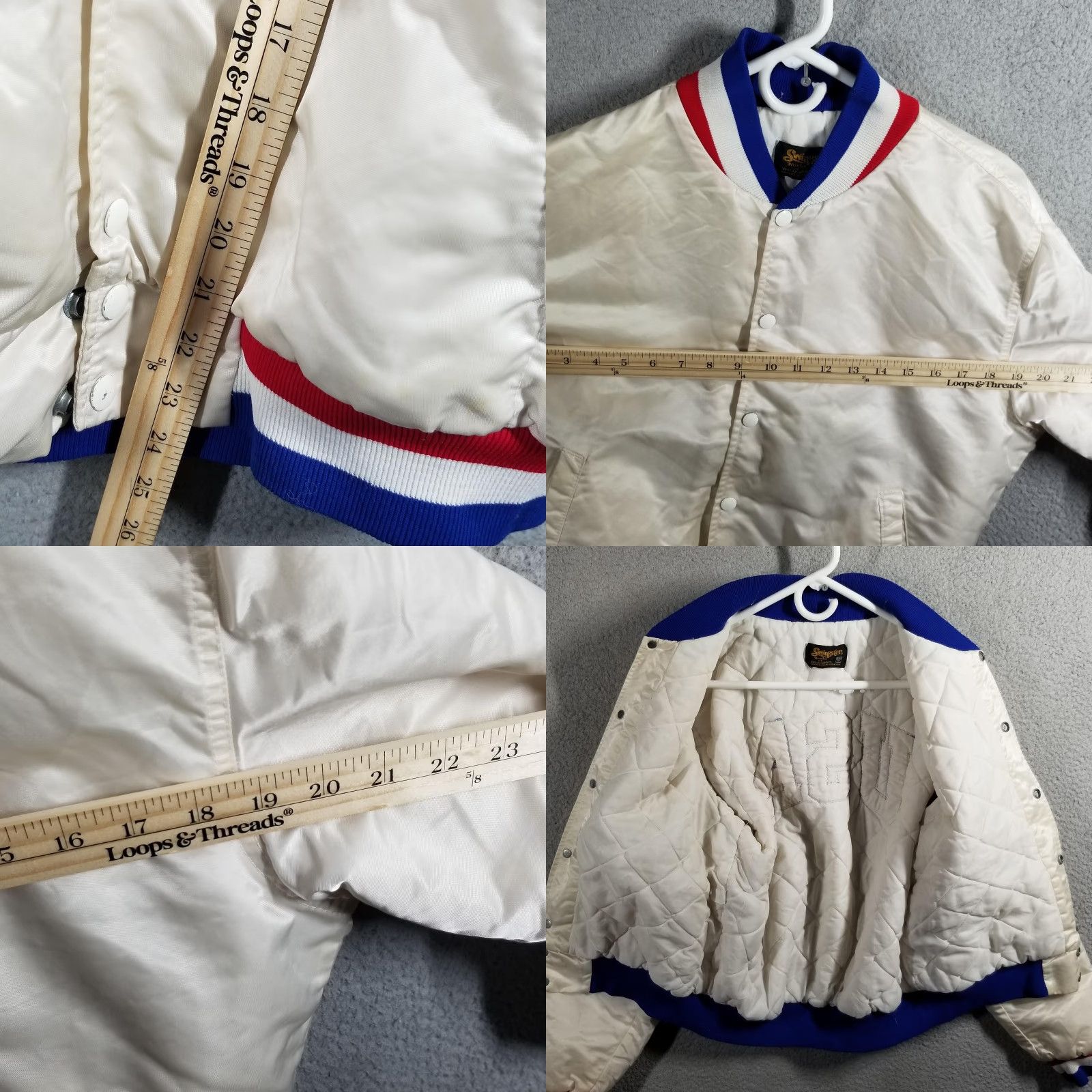 Vintage VINTAGE OLYMPICS USA Baseball Satin Varsity Jacket M Medium White Swingster Quilted Embroidered Pockets USA 1984 Mens Java? Size US M / EU 48-50 / 2 - 8 Thumbnail