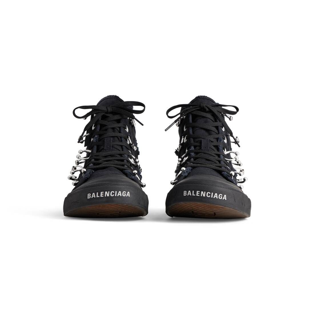 Balenciaga o1s1rm0624 Paris High Top Sneaker With Piercings in Black Size US 8 / EU 41 - 9 Thumbnail