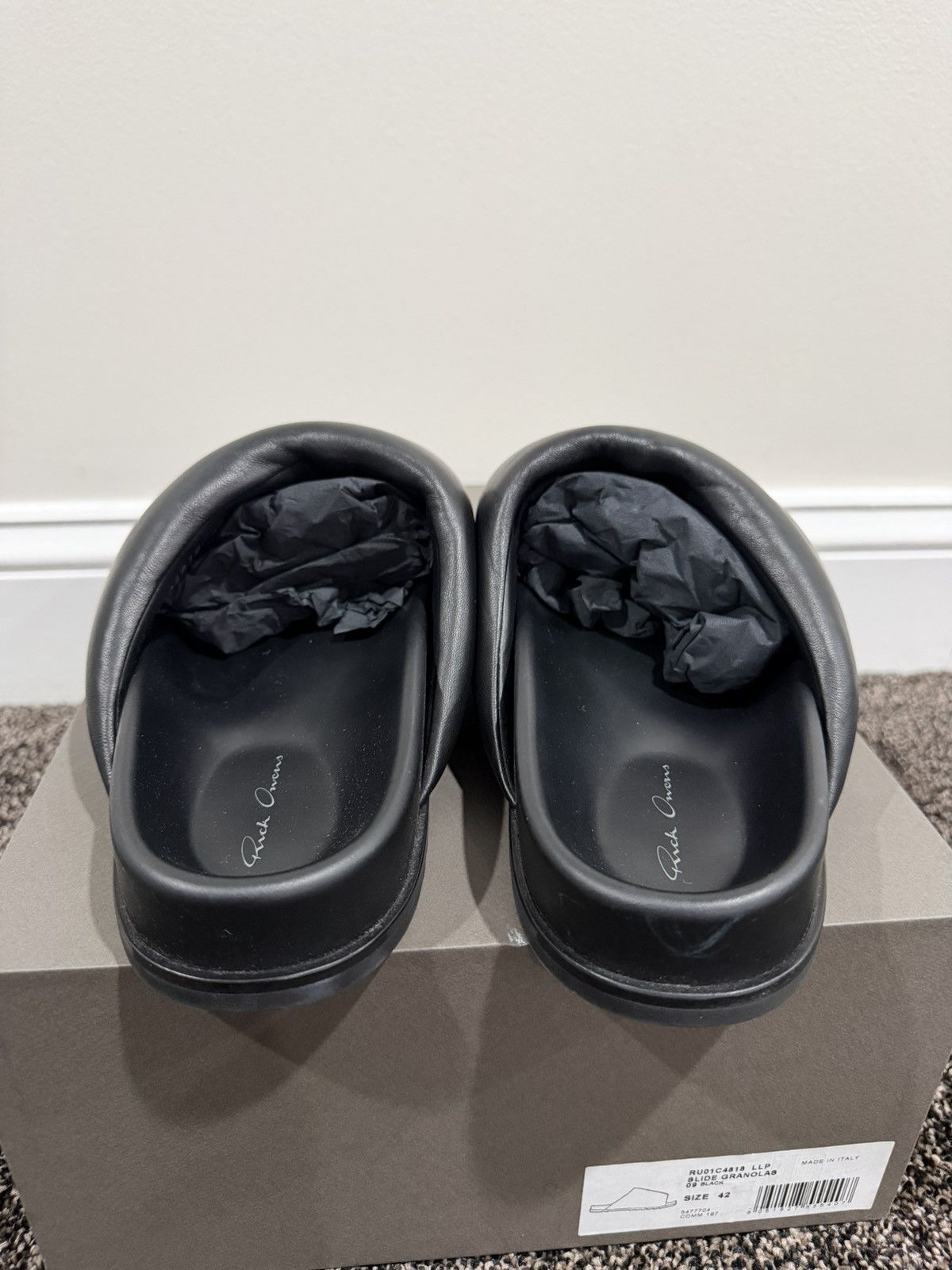 Rick Owens Rick Owens Black Leather Padded Granola Slides Slip Ons Size US 9 / EU 42 - 5 Thumbnail