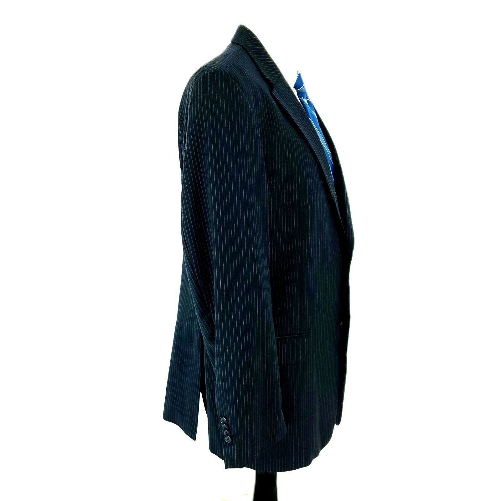 Tommy Hilfiger Tommy Hilfiger Wool 2 Button 2 Piece Suit 40R Blue Herringbo Size 40R - 7 Thumbnail