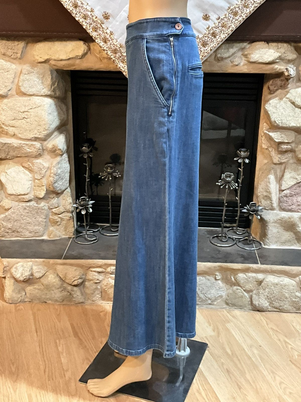 Anthropologie Anthropologie Pilcro And The Letterpress Wide-Leg Blue Jeans Size 32" / US 10 / IT 46 - 7 Thumbnail