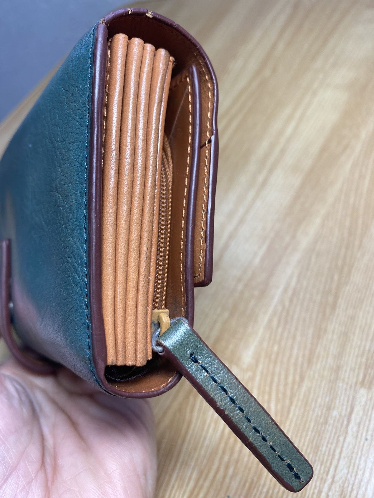 Japanese Brand Green Genuine Leather Long Wallet Size ONE SIZE - 16 Thumbnail