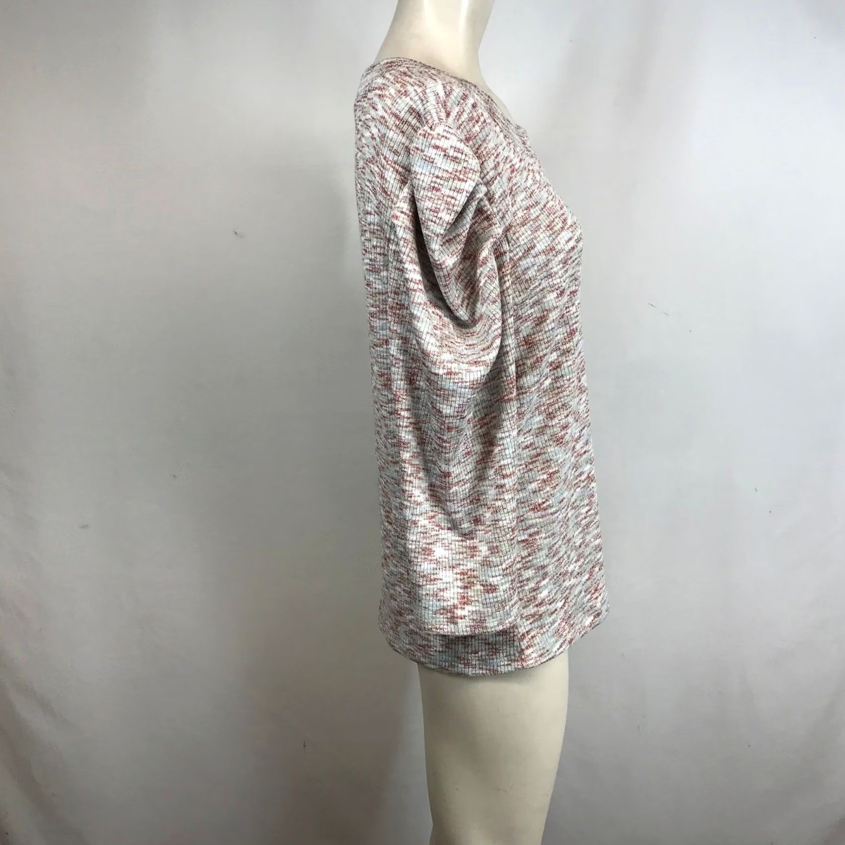 Vintage Studio B by Bobeau Women's Puff Sleeve Marled Knit Sweater XL Pullover Red Crew Neck Casual Shirt/Top Size XL / US 12-14 / IT 48-50 - 4 Thumbnail