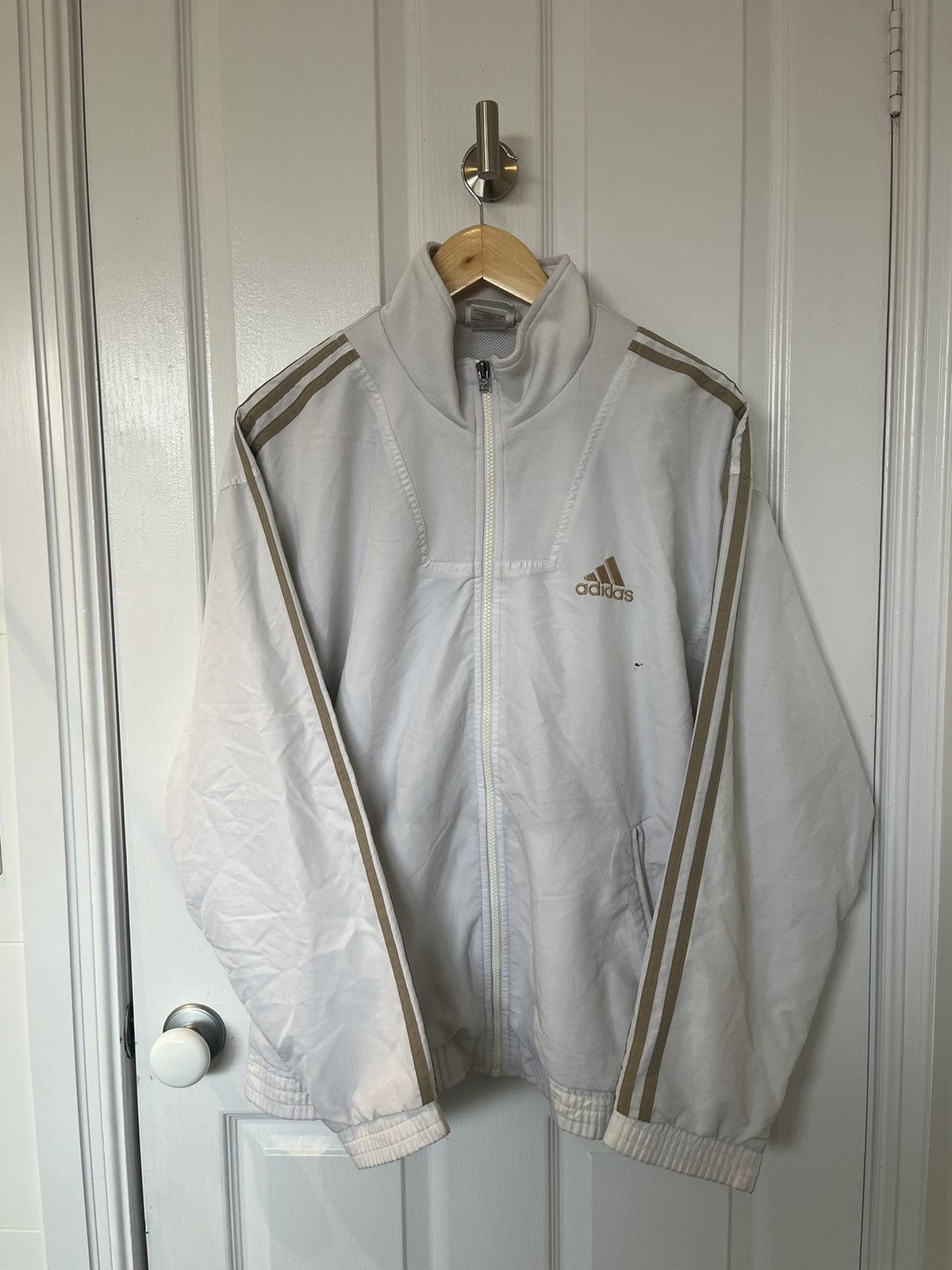 Adidas Men’s Adidas White & Cream Zip-Up Jacket Size US M / EU 48-50 / 2 - 1 Thumbnail