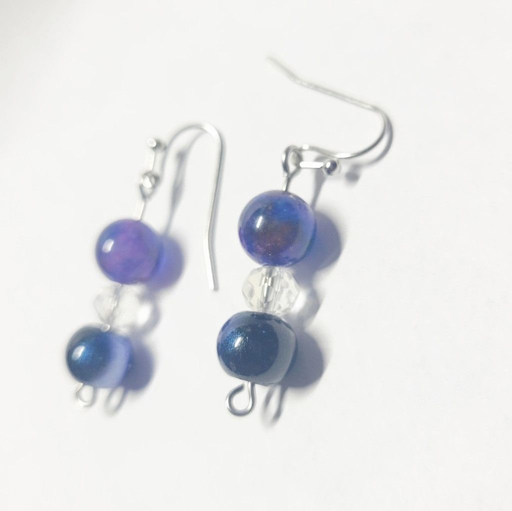 Handmade Natural Crystal Sugilite & Glass Beaded Drop Earrings Size ONE SIZE - 7 Thumbnail