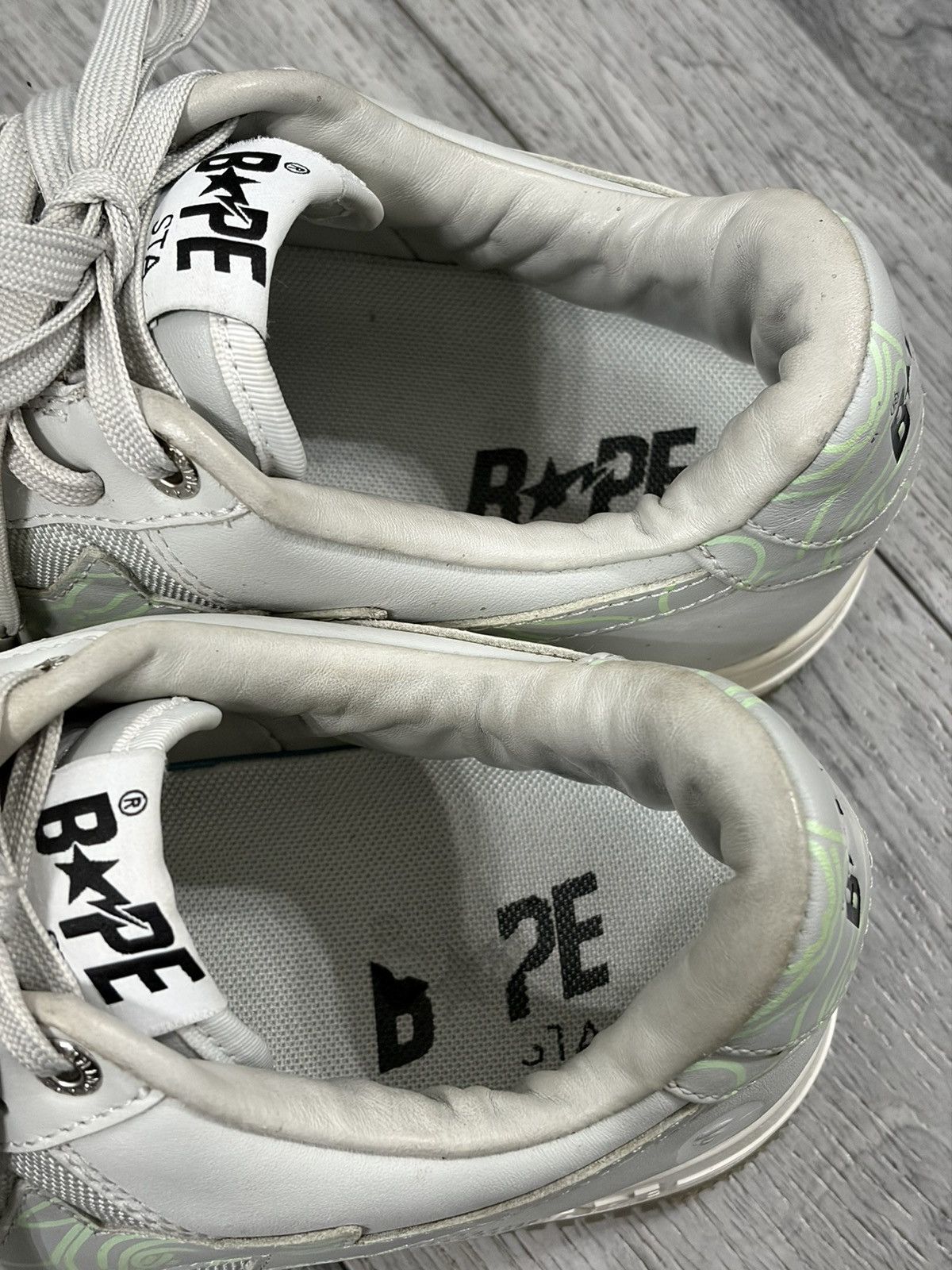 Bape BAPESTA #1 M2 Light Grey Leather Sneakers Size US 10 / EU 43 - 8 Thumbnail