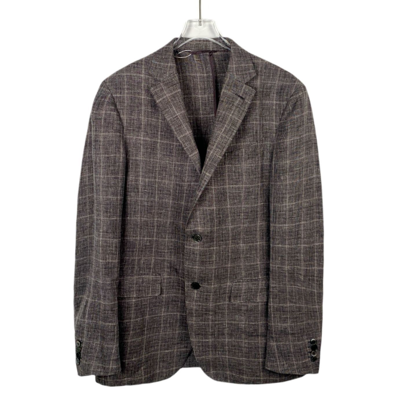 Ermenegildo Zegna Ermenegildo Zegna Mens Plaid Wool&Linen Blend Blazer Size US L / EU 52-54 / 3 - 1 Thumbnail