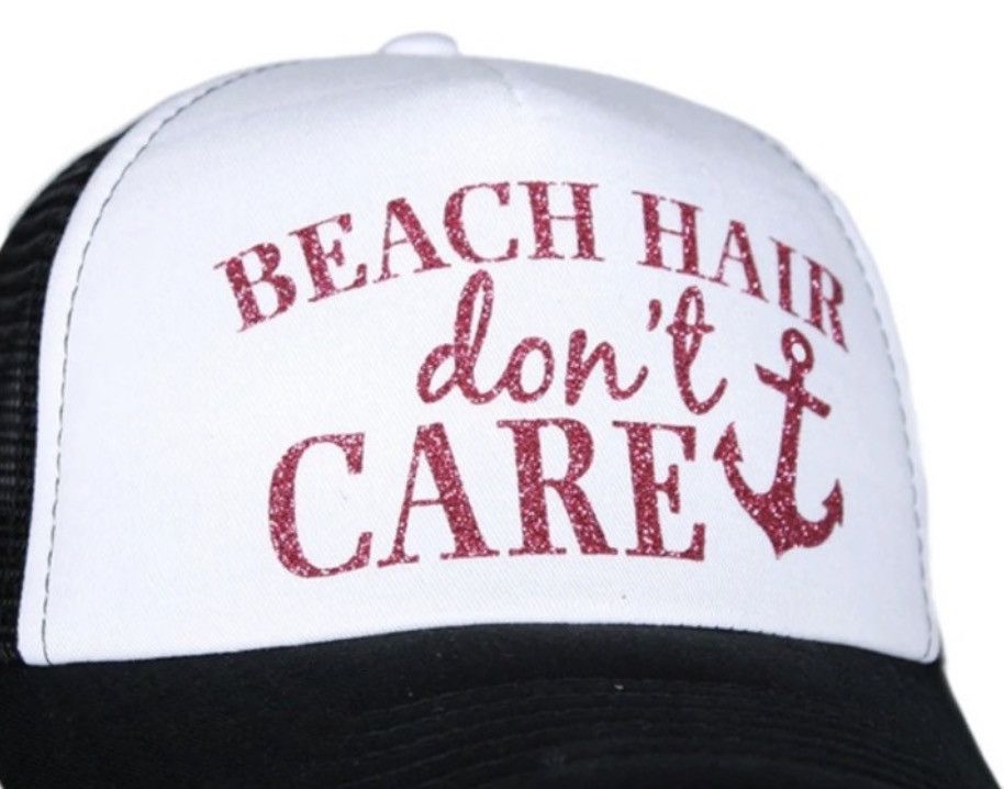 The Unbranded Brand New Pink “Beach Hair” Trucker Hat Ball Cap Adjustable Size ONE SIZE - 2 Thumbnail