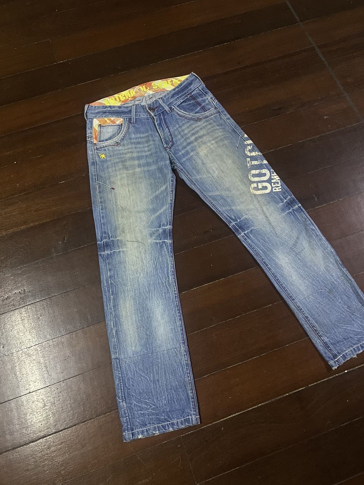 Gotcha × Japanese Brand × Vintage Vintage Gotcha Suf Back Embroidered Denim Jeans Size US 34 / EU 50 - 13 Thumbnail