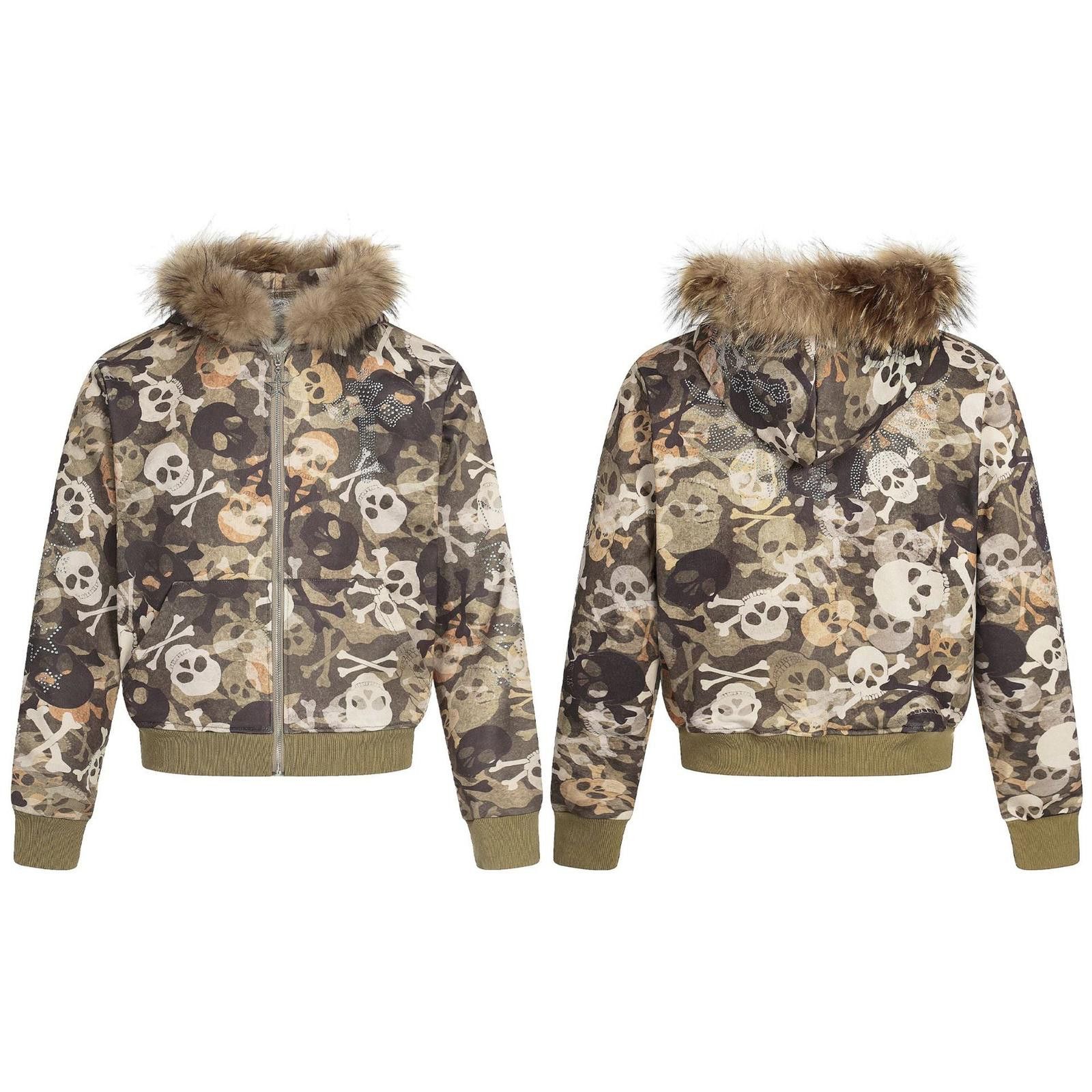 Japanese Brand Camouflage Skull Print Faux Fur Hooded Jacket Size US M / EU 48-50 / 2 - 5 Thumbnail
