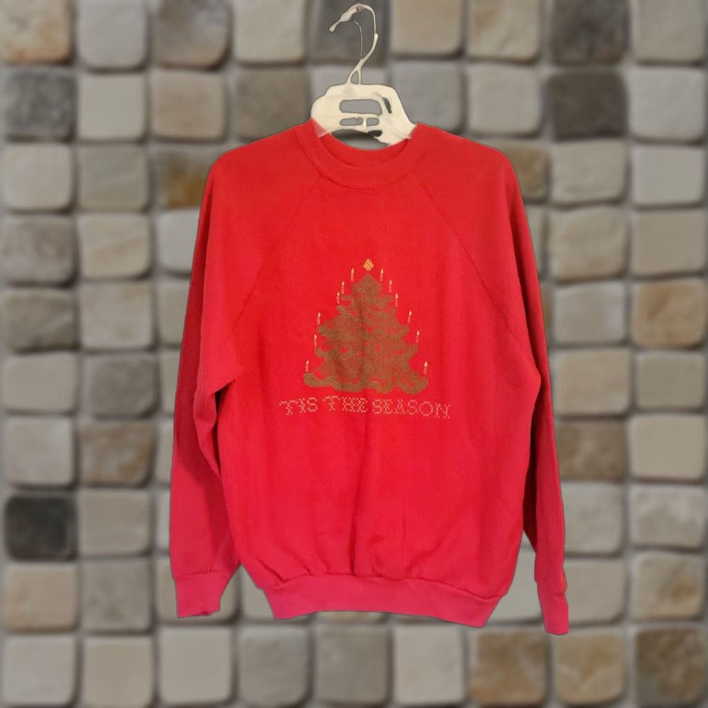 Tultex VINTAGE Tultex Red Christmas Sweatshirt Shirt XL Unisex Adults Crew Neck Long Sleeve Pullover Graphic Print Shirt Size US XL / EU 56 / 4 - 1 Thumbnail