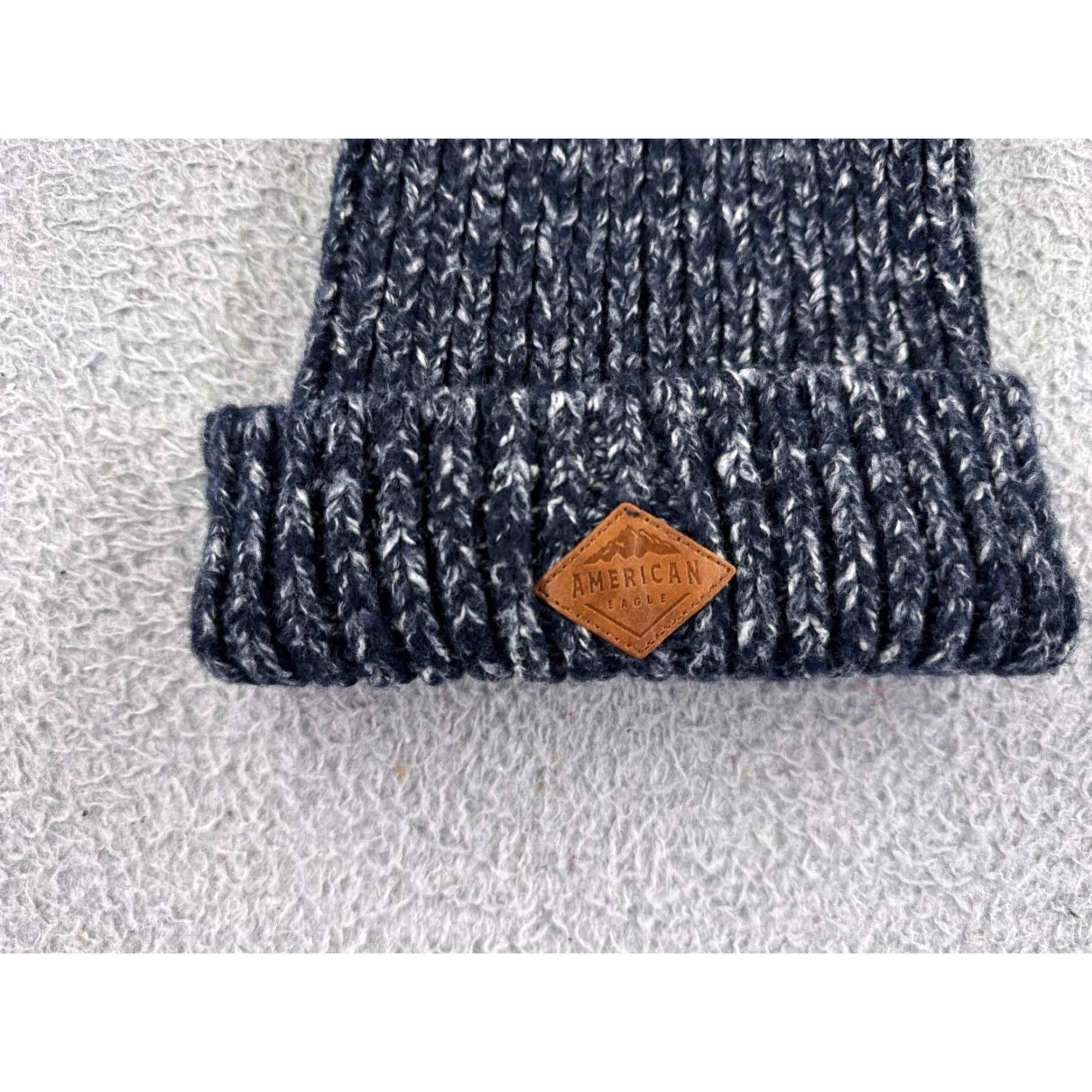 American Eagle Outfitters American Eagle Outfitters Beanie Toque Hat Adult One Size Blue Knit Winter Ski Logo Lined Men Size ONE SIZE - 2 Thumbnail