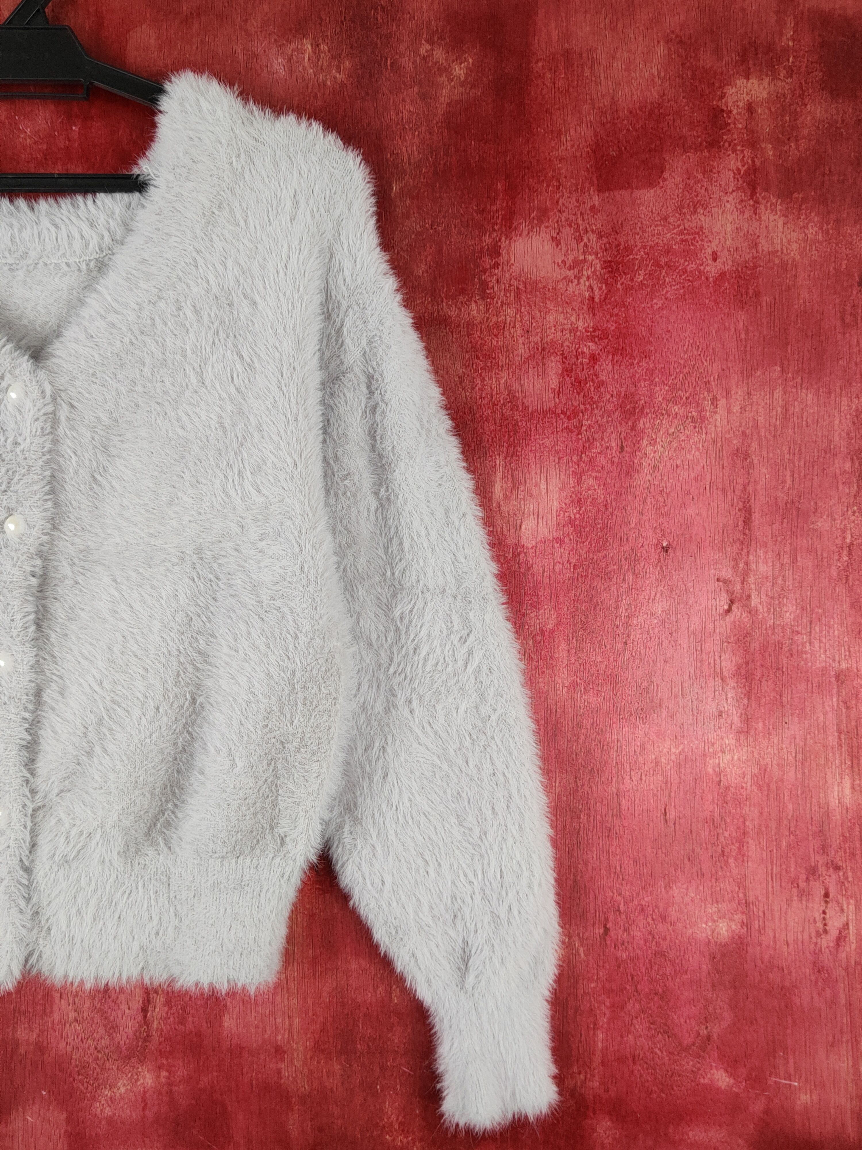 Japanese Brand Vis Light Gray Shag Shaggy Fur Mohair Crop Tops #S1685 Size M / US 6-8 / IT 42-44 - 5 Thumbnail