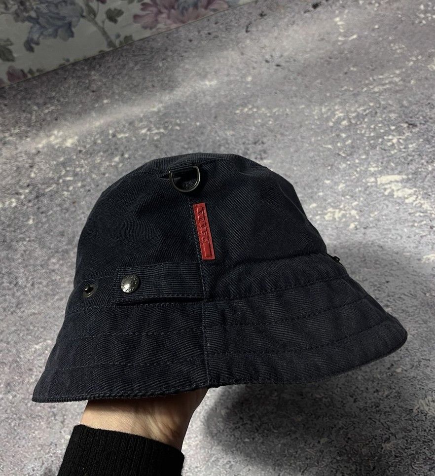 Prada Rare Prada Sport Linea Rossa Corduroy Red Tab Bucket Hat Cap Size ONE SIZE - 7 Thumbnail