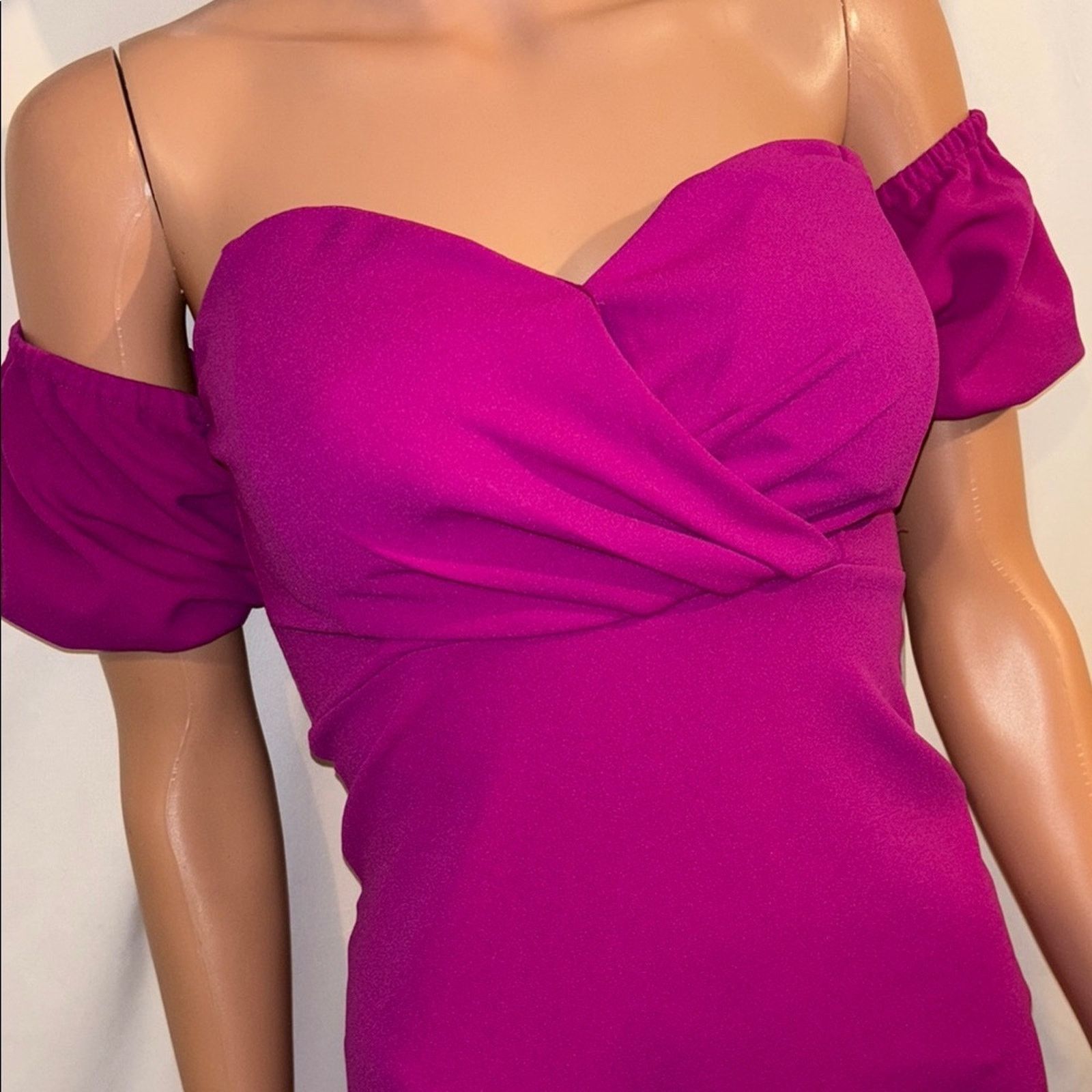 The Unbranded Brand Fashion Nova Off-Shoulder Magenta Dress - Size Small Size S / US 4 / IT 40 - 3 Thumbnail