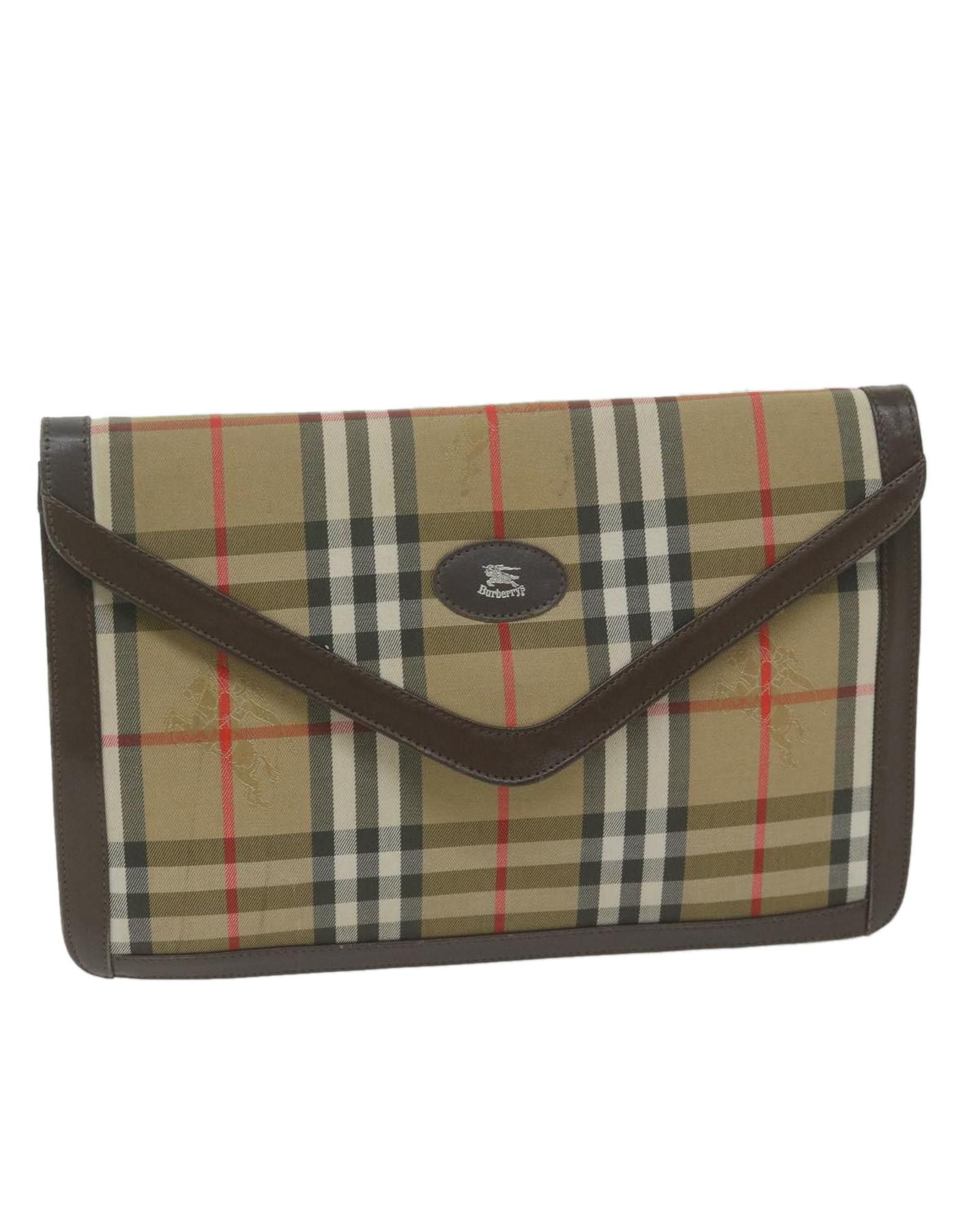 image of Burberry Beige Synthetic Clutch Bag With Timeless Design, Women's