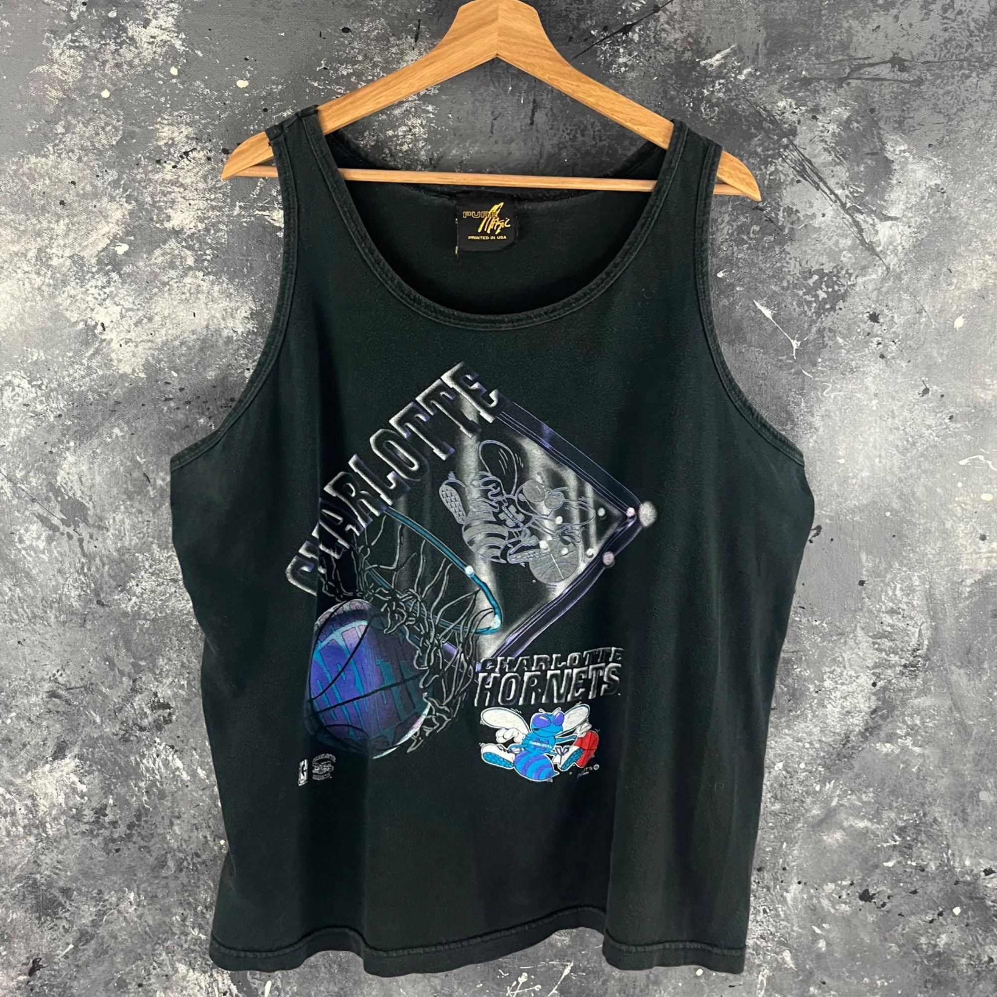NBA × Vintage Vintage 90’s Charlotte Hornets tank top Size US XL / EU 56 / 4 - 1 Thumbnail