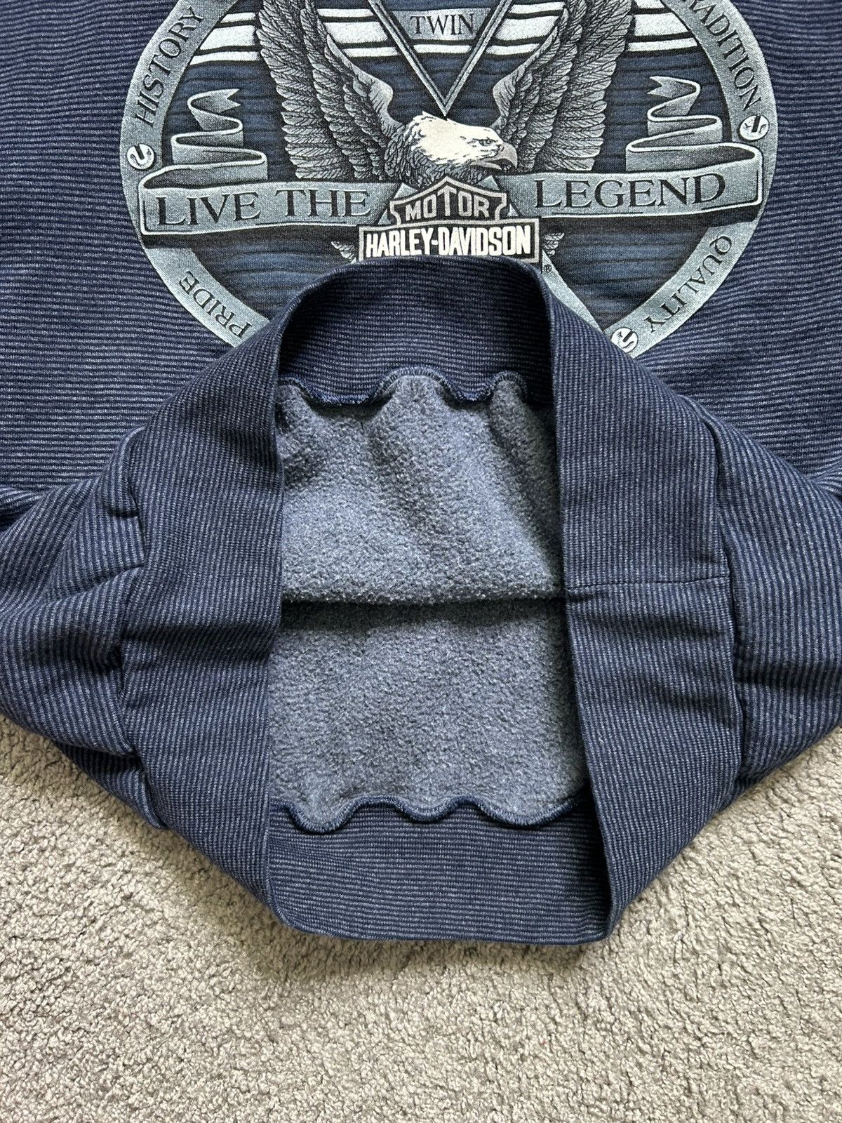 Vintage Vintage 90s Harley Eagle Live the Legend Striped Crewneck Size US XL / EU 56 / 4 - 4 Thumbnail