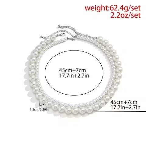 Jewelry Double Layered Big Pearl Necklace Size ONE SIZE - 3 Thumbnail