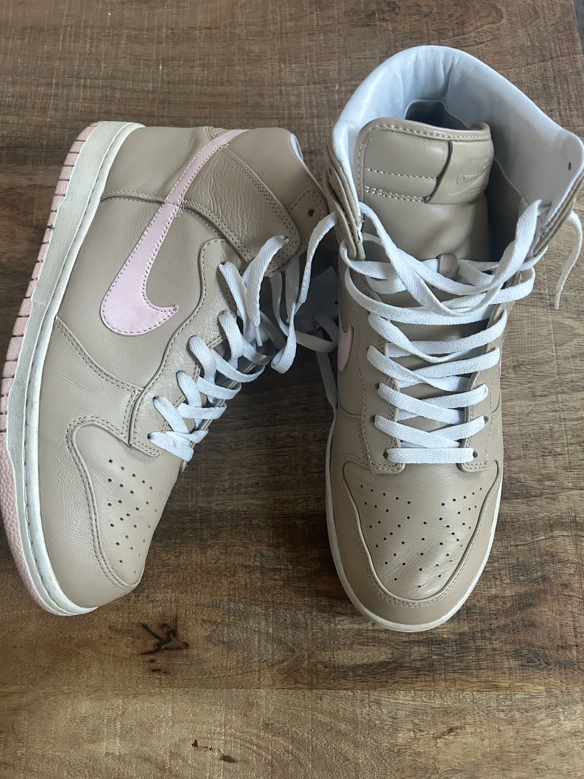 Nike Nike dunk high vachetta tan pink 2013 leather sneaker Size US 12 / EU 45 - 1 Thumbnail