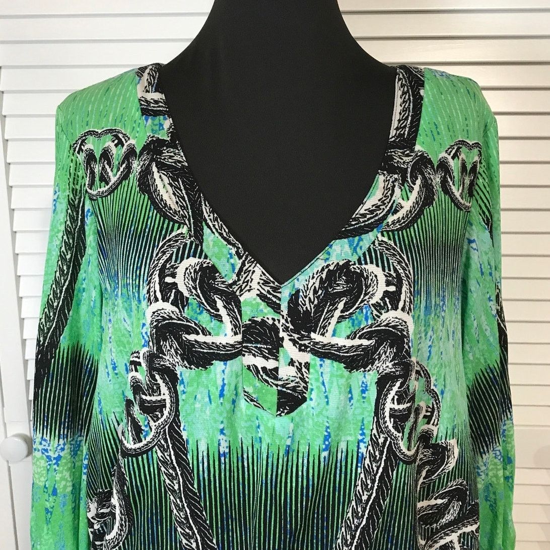 Other Valerie Stevens Retro Bohemian Green Black Blouse XL Size XL / US 12-14 / IT 48-50 - 4 Thumbnail