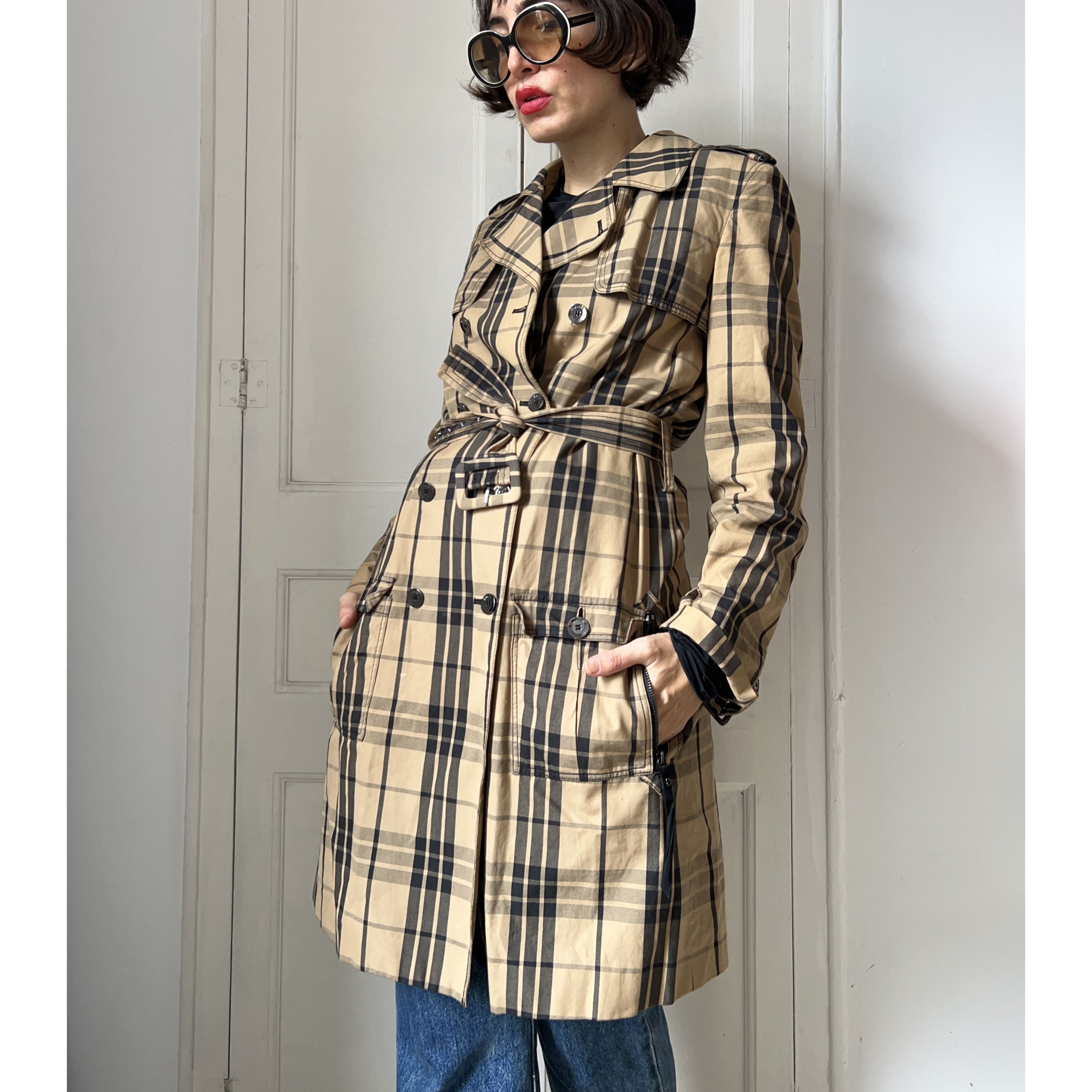 Other Vintage Y2K Luella Plaid Cotton Trench Coat Size M / US 6-8 / IT 42-44 - 3 Thumbnail