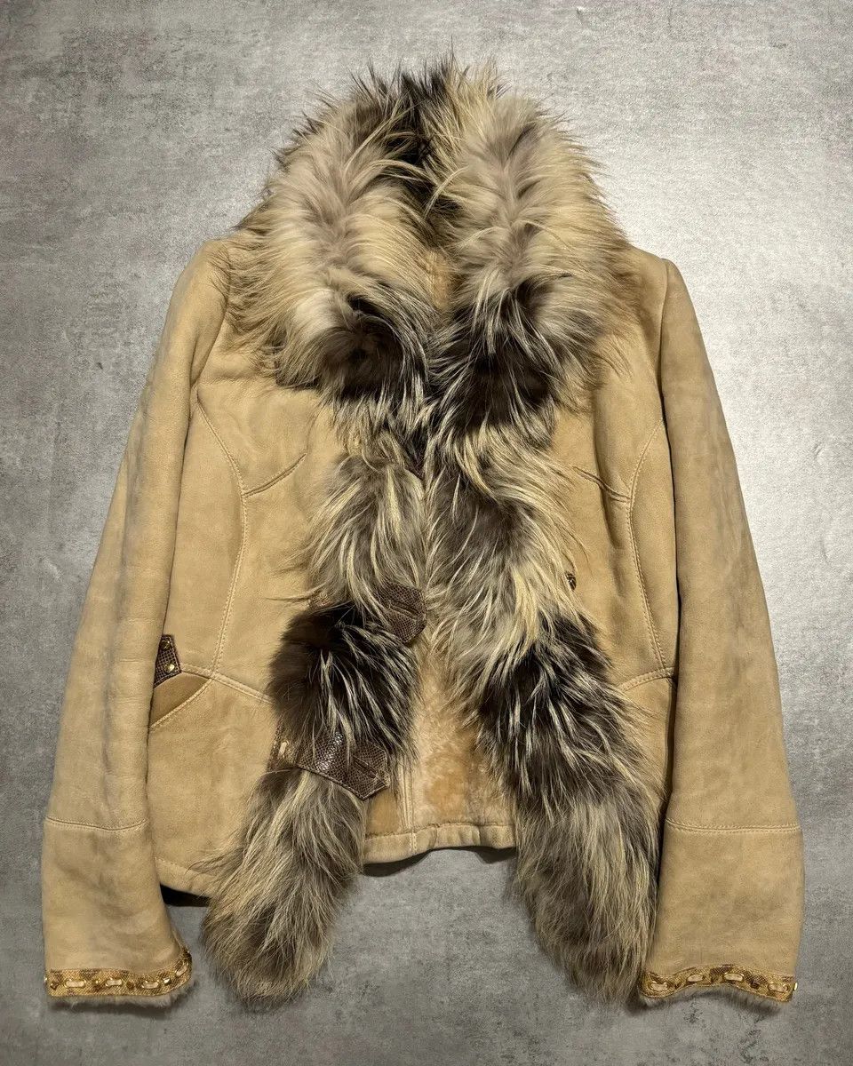 Roberto Cavalli FW2006 Roberto Cavalli Beige Fur & Silk Leather Creamy Royal Jacket Size S / US 4 / IT 40 - 9 Thumbnail