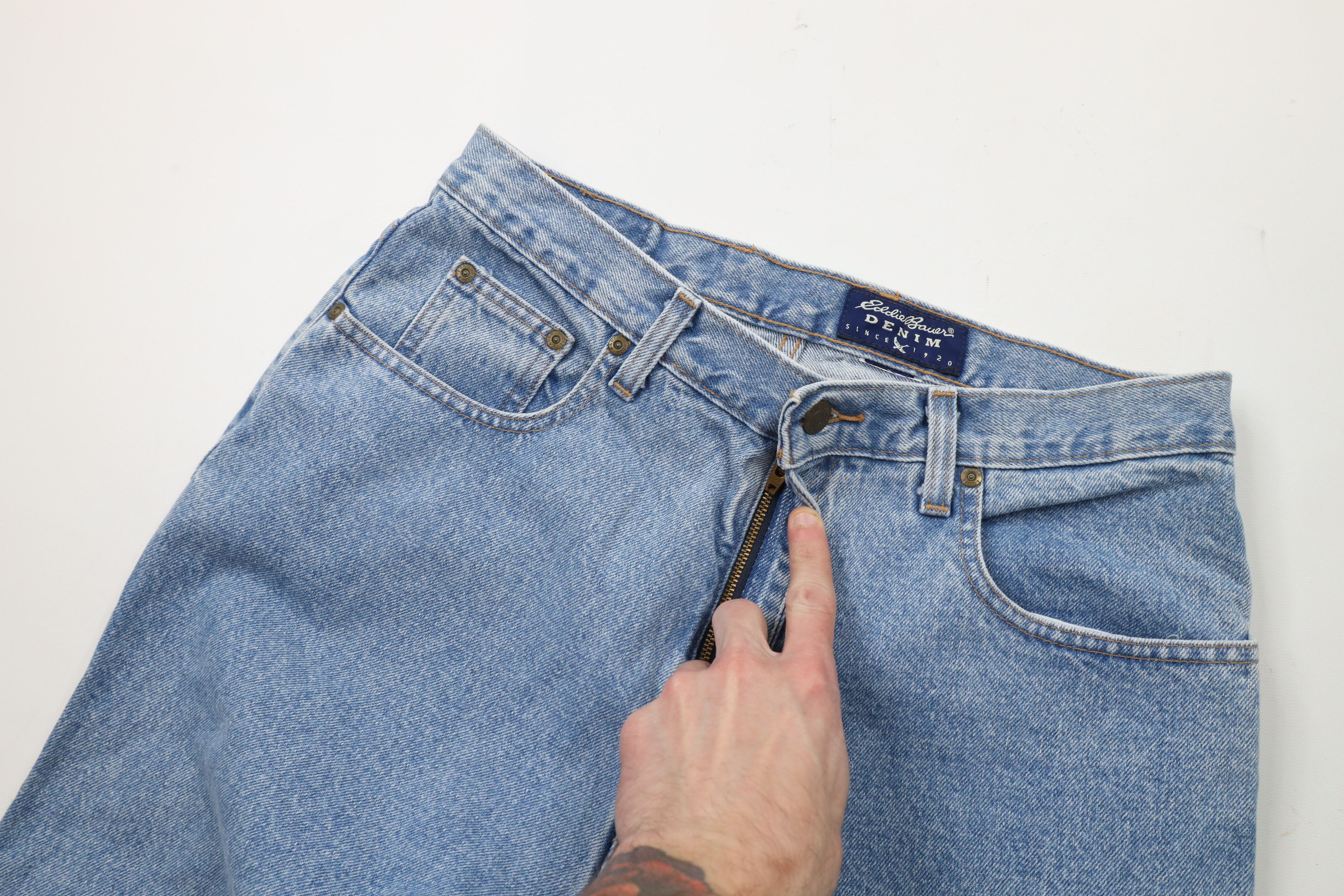 Eddie Bauer × Vintage Vintage 90s Eddie Bauer Tapered Leg Denim Jeans Blue Cotton Size US 30 / EU 46 - 6 Thumbnail