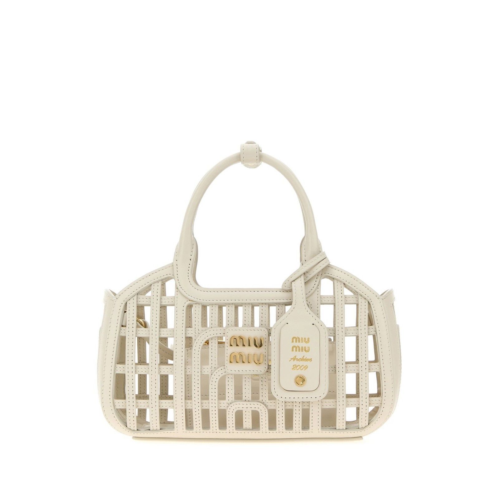 Miu Miu MIU MIU $3700 Leather Basket Chalk White Top Handle Bag New Size ONE SIZE - 1 Thumbnail