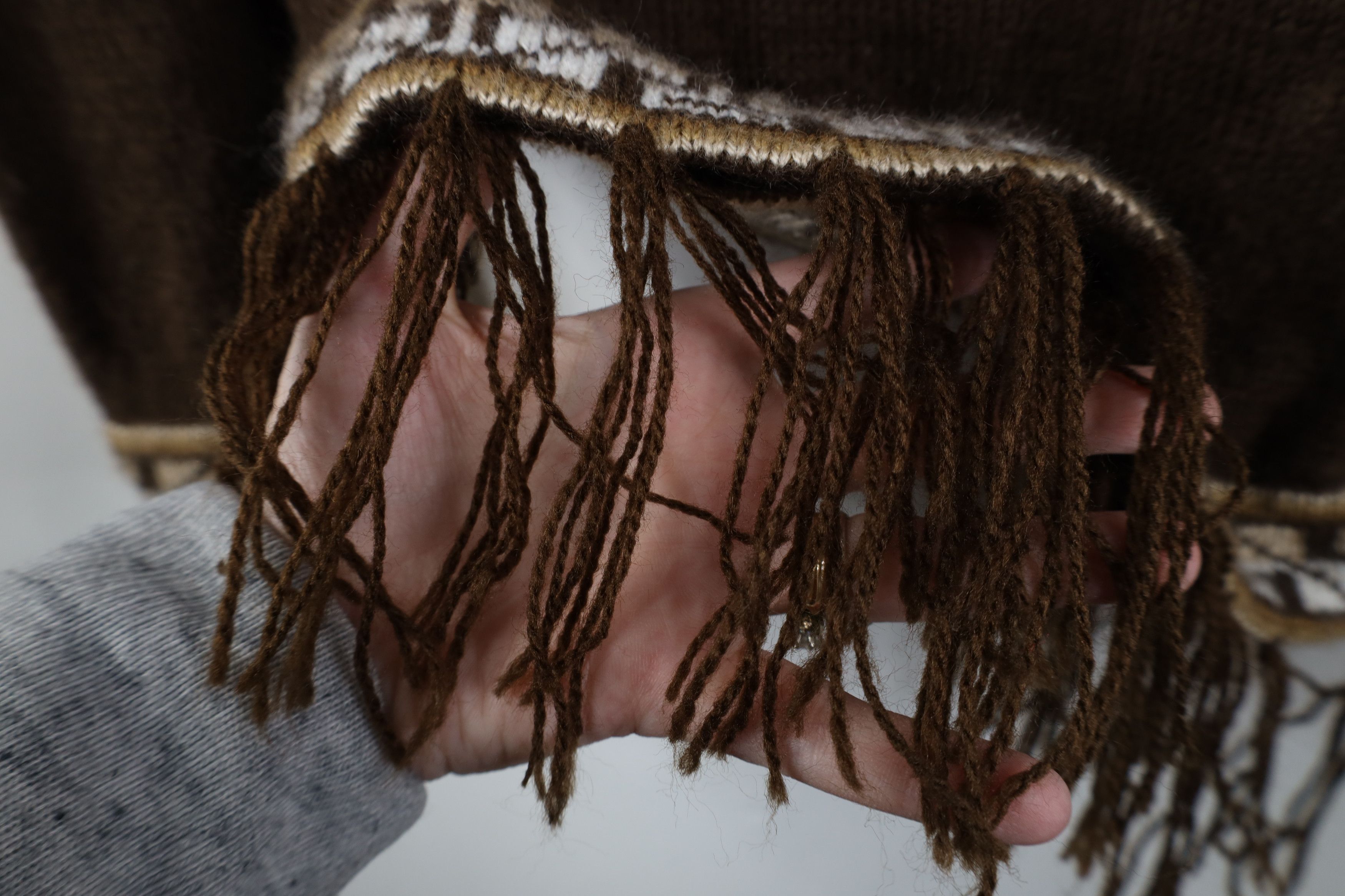 Vintage Vintage 90s Streetwear Blend Knit Fringed Hoodie Sweater Size M / US 6-8 / IT 42-44 - 6 Thumbnail