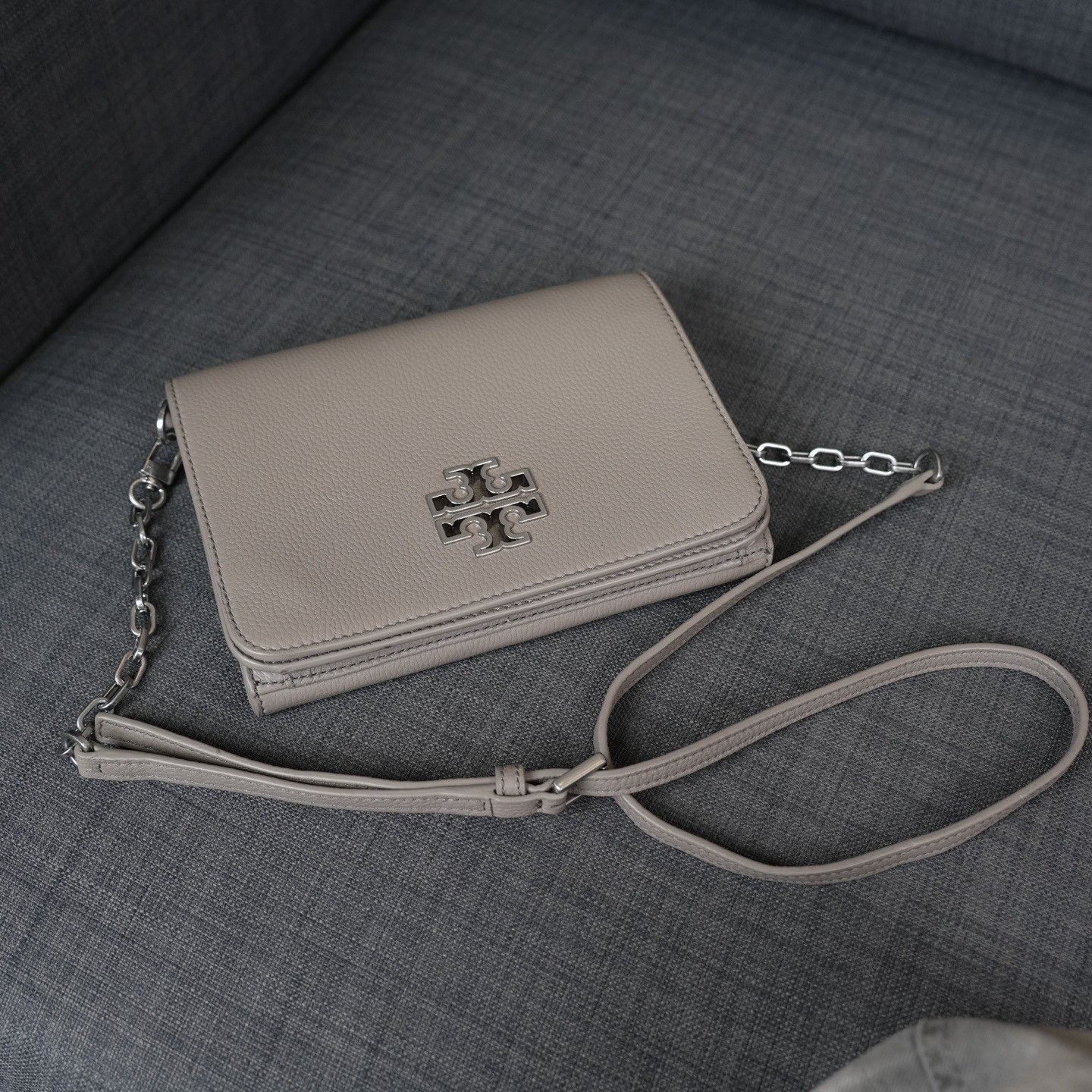 Tory Burch Tory Burch Leather Gray Shoulder Bag OS Women Size ONE SIZE - 1 Thumbnail