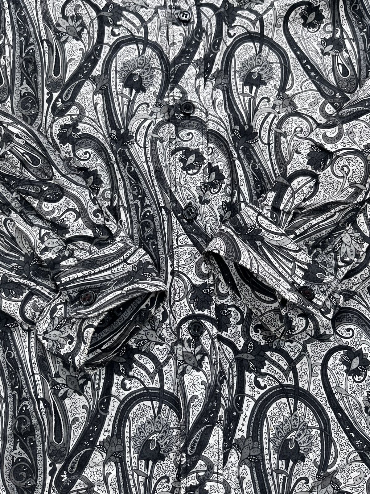Etro ETRO Milano Black White Paisley Luxury Long Sleeve Shirt Size US M / EU 48-50 / 2 - 2 Thumbnail