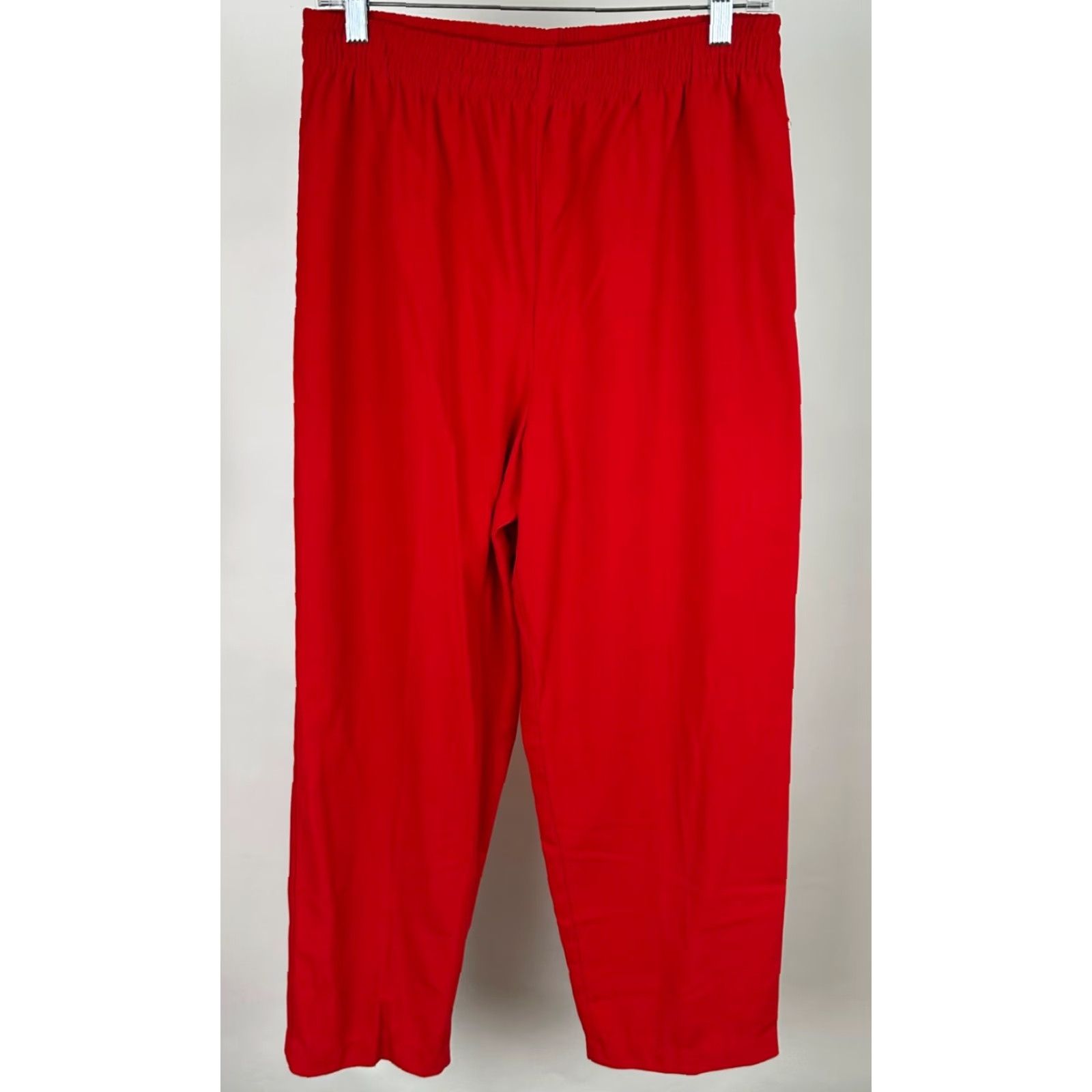 Vintage VINTAGE Womens Small Pants 90s Bright Red Elastic Waist Pockets Easy Pull-on Rayon Blend Size 28" / US 6 / IT 42 - 2 Thumbnail