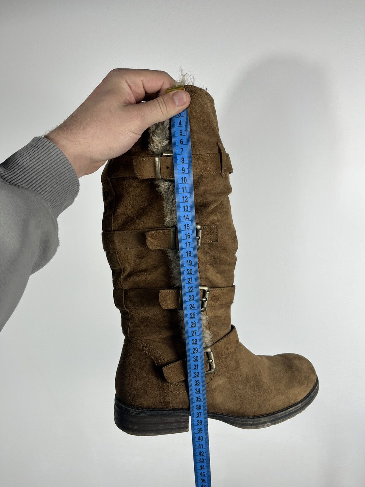Other Women’s Suede Buckle Knee High Boots Faux Fur Biker EU 40 Size US 9 / IT 39 - 13 Thumbnail