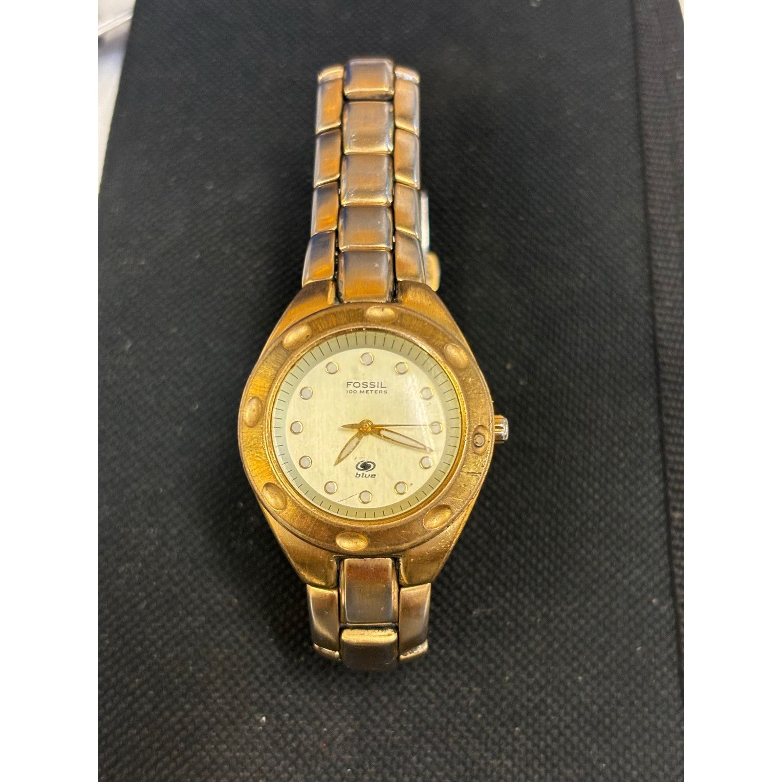 Fossil Vintage Fossil Blue AM-3357 Gold Tone Womens Watch! Size ONE SIZE - 3 Thumbnail
